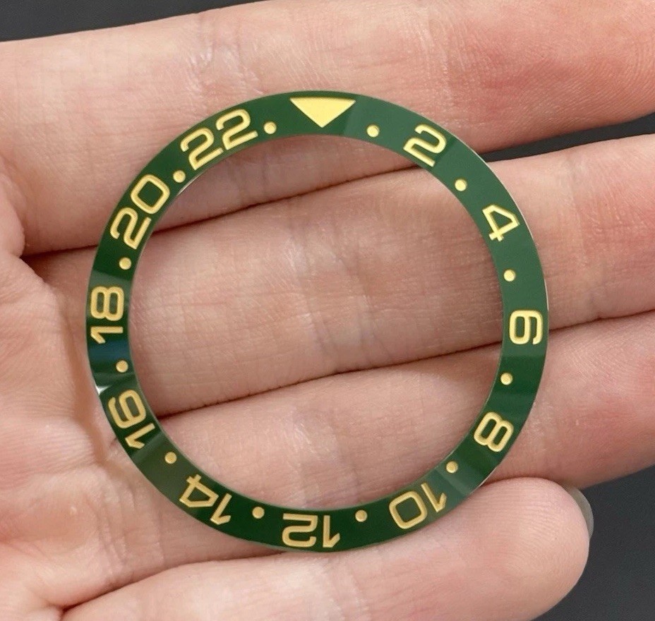 Money Green Ceramic Bezel Insert 4 Rolex GMT Master II 116718 18K Yellow Gold