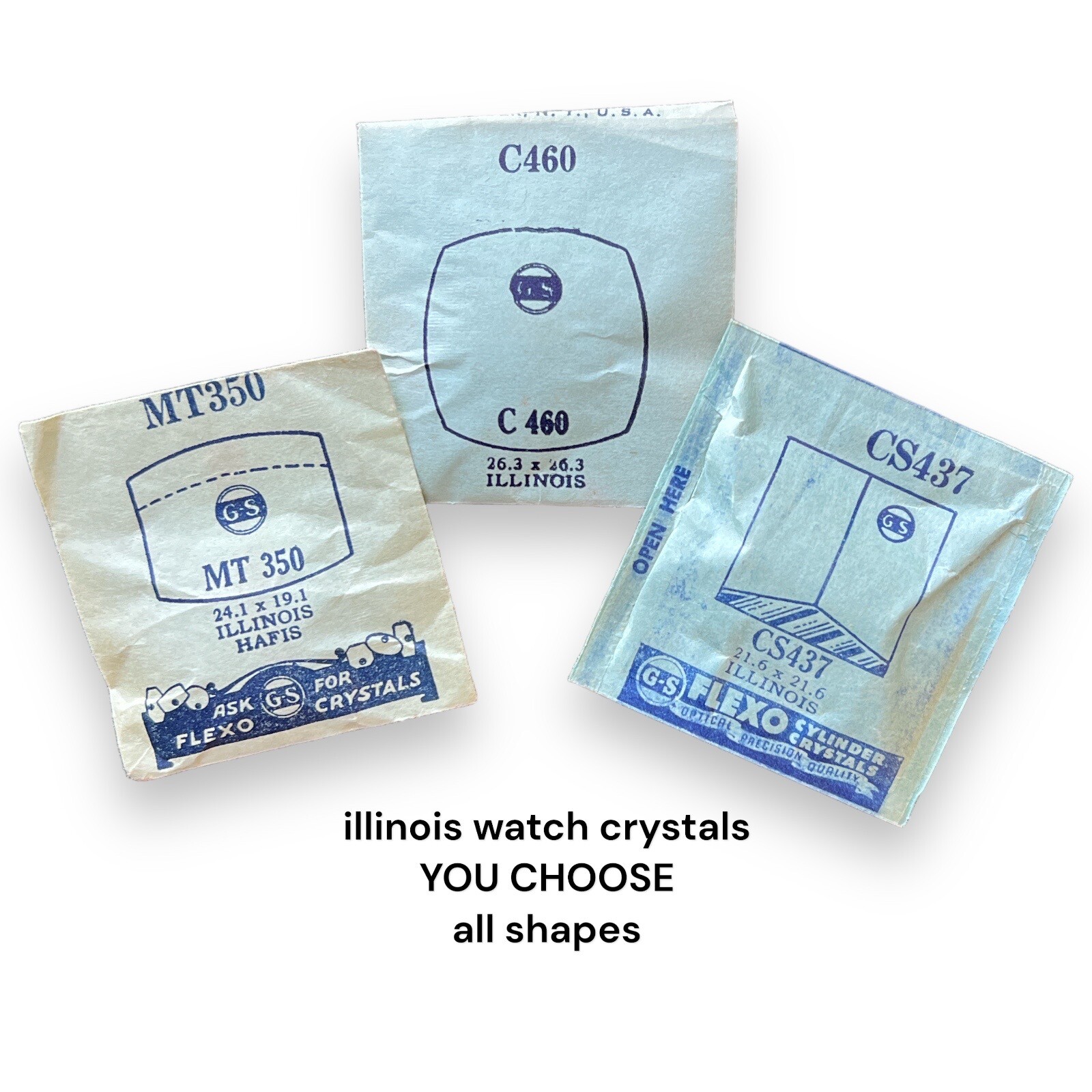Illinois Watch Crystal x 1 G-S All Shapes VTG NOS