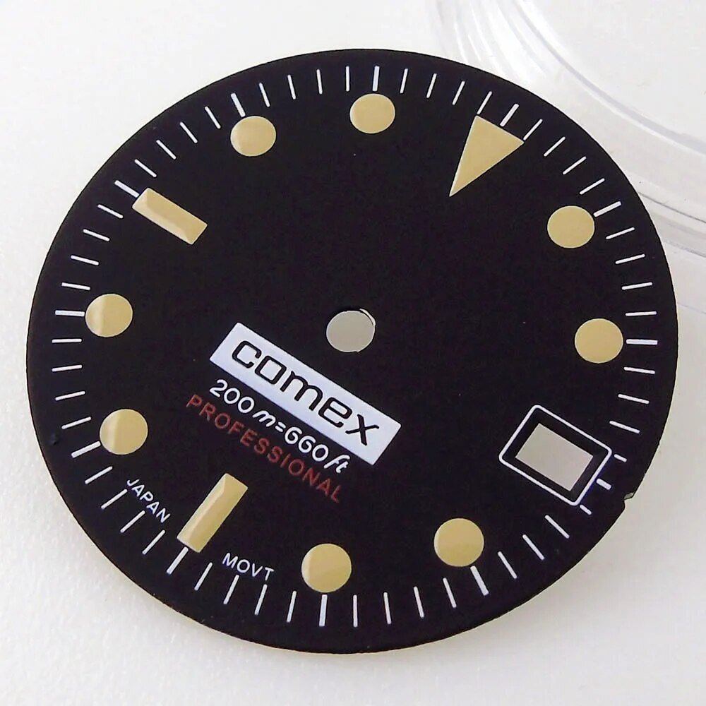 Vintage 28.5mm Black Watch Dial Fit NH35 NH36 Movement Date Window Luminous Part