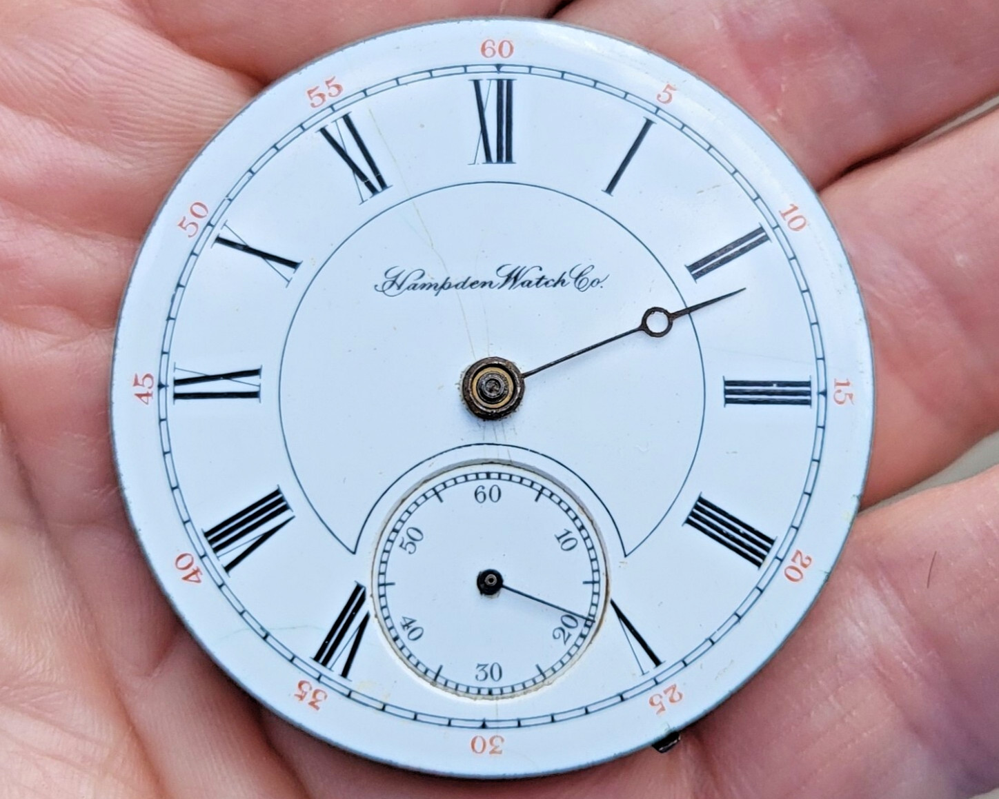 Hampden Dueber Pocket Watch Movement & Dial Face c1894 Antique AS IS