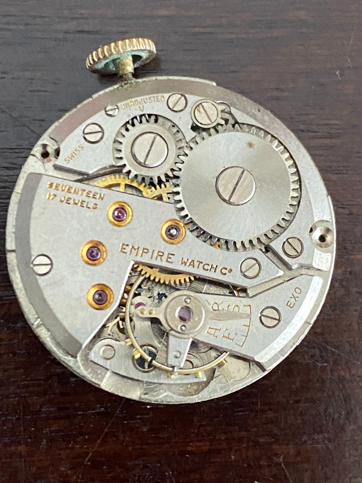 VINTAGE MEN’S EMPIRE WRIST WATCH MOVEMENT FOR PARTS ONLY, 17 JEWEL