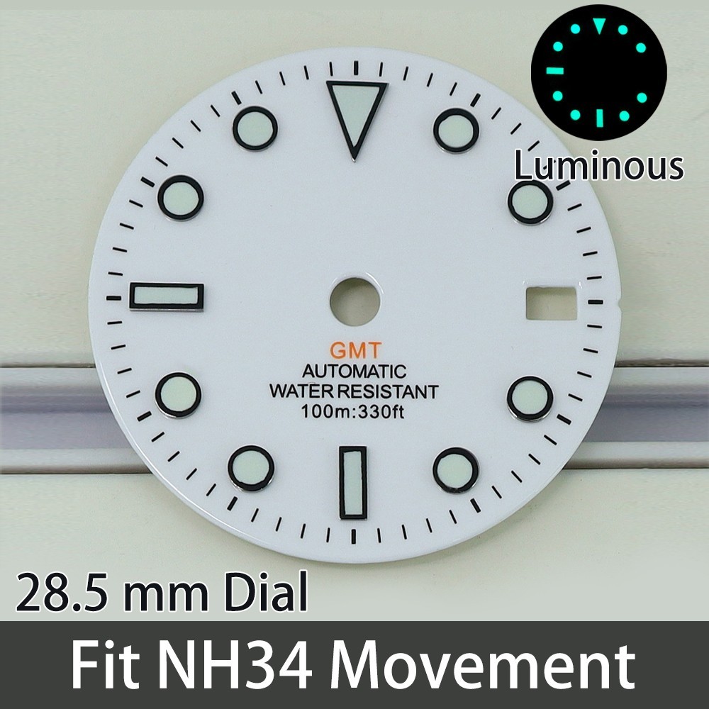 28.5mm Dial Luminous GMT Automatic Water Resistant 10ATM For Seiko NH34 Movement