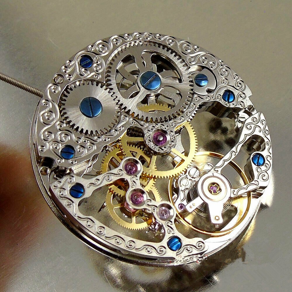 36.6mm 17 Jewels Hollow Mechanical Watch Movement Small Second @6 For ETA 6498