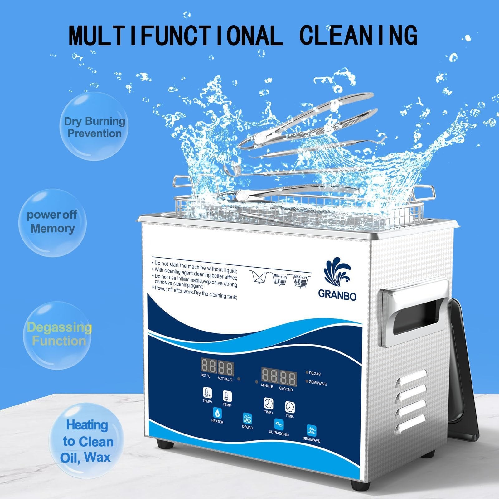 Ultrasonic Machine 3.2L 120W Jewelry Cleaning Ultrasonic Machine 40kHz with H…