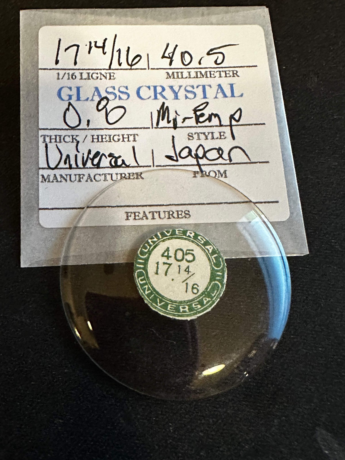 Universal Vintage Glass Pocket Watch Crystal 17-14/16 (40.5mm) – NOS