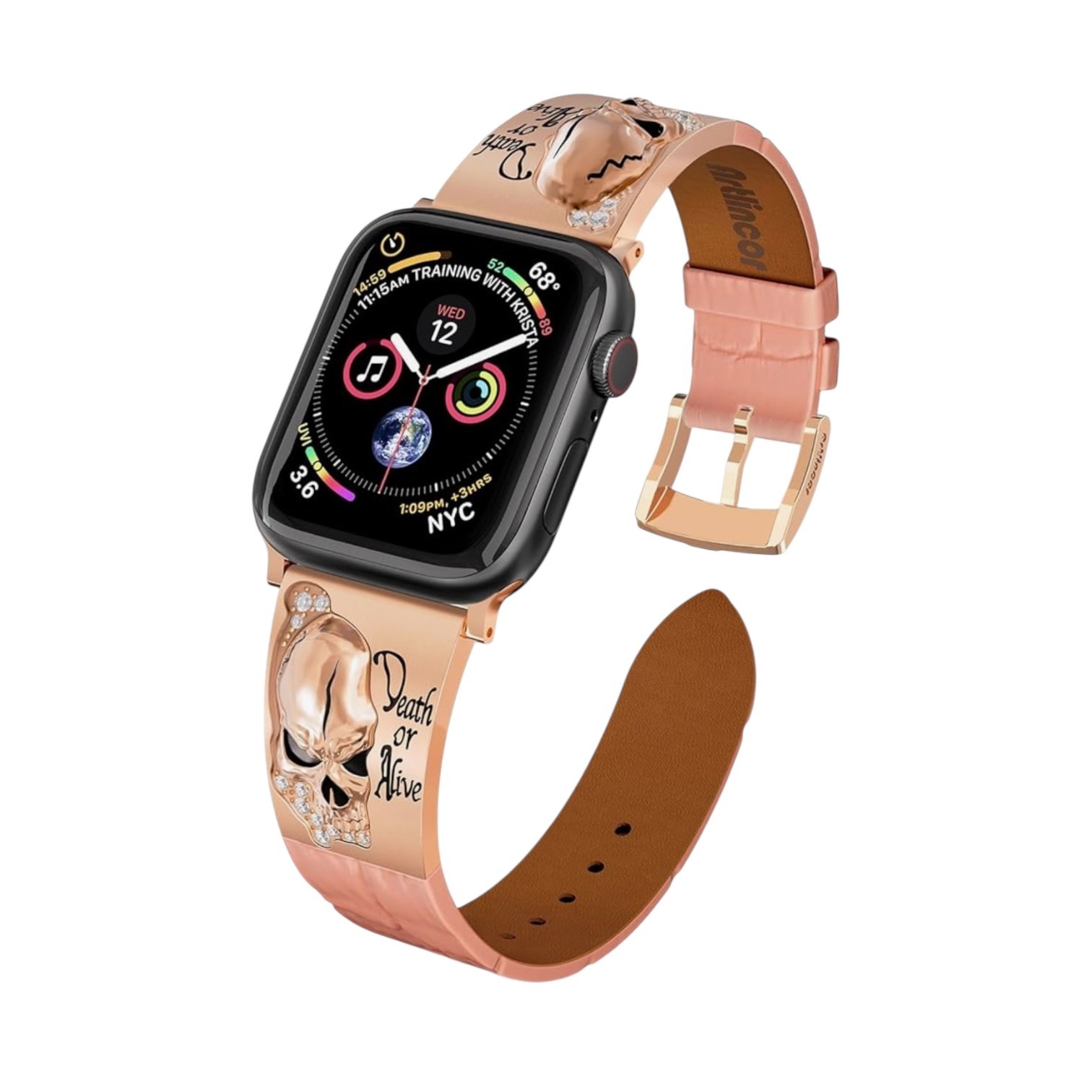 Artlincor Apple Watch Metal Leather Band Rose Gold/Pink