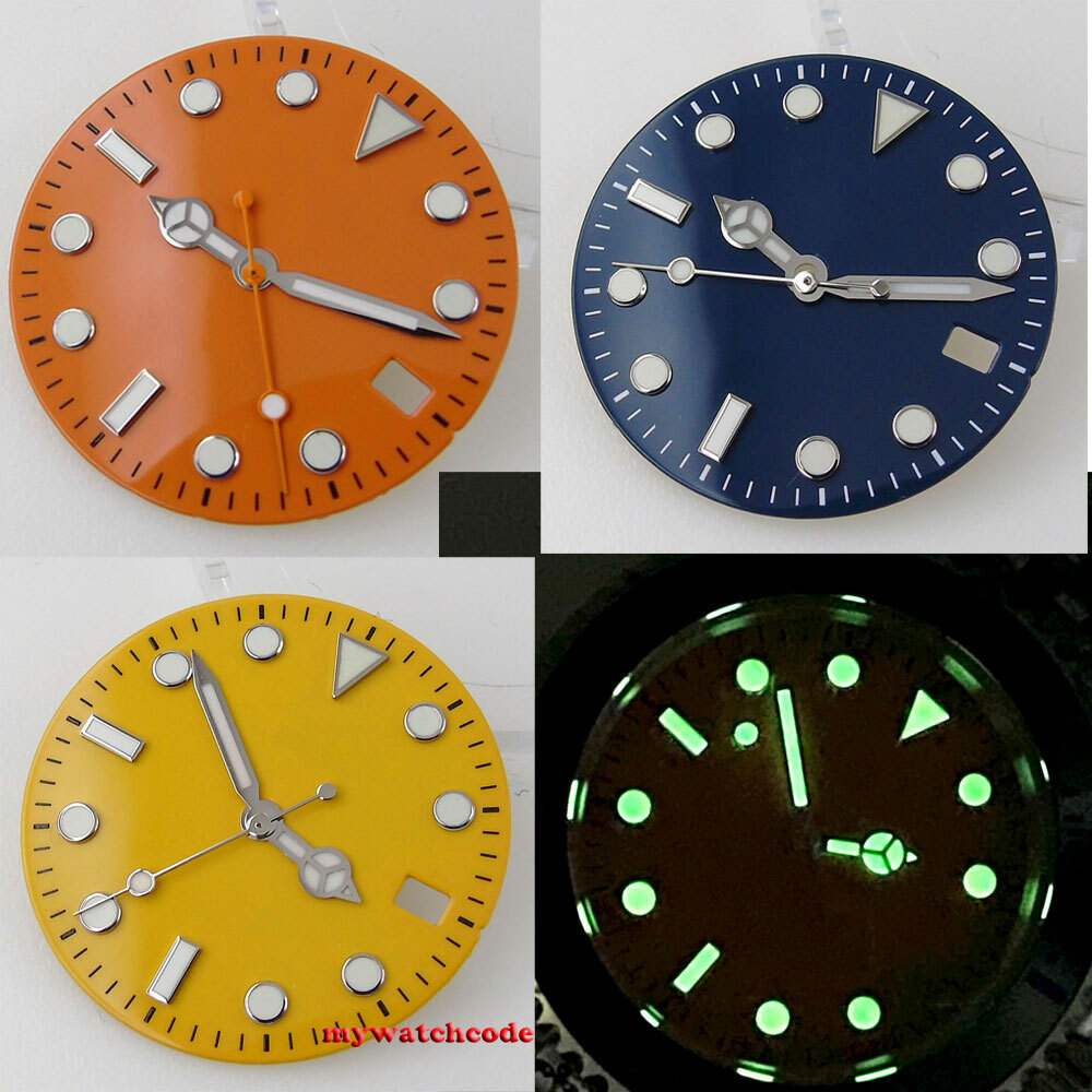 29mm Luminous orange yellow blue Watch Dial fit Japan NH35A NH36A 7S26 movement