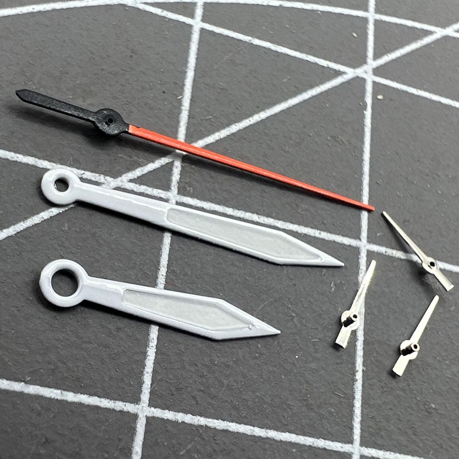 2 Sets Lume Orange Second Silver Trim Watch Hands for Miyota 0S20 Movement