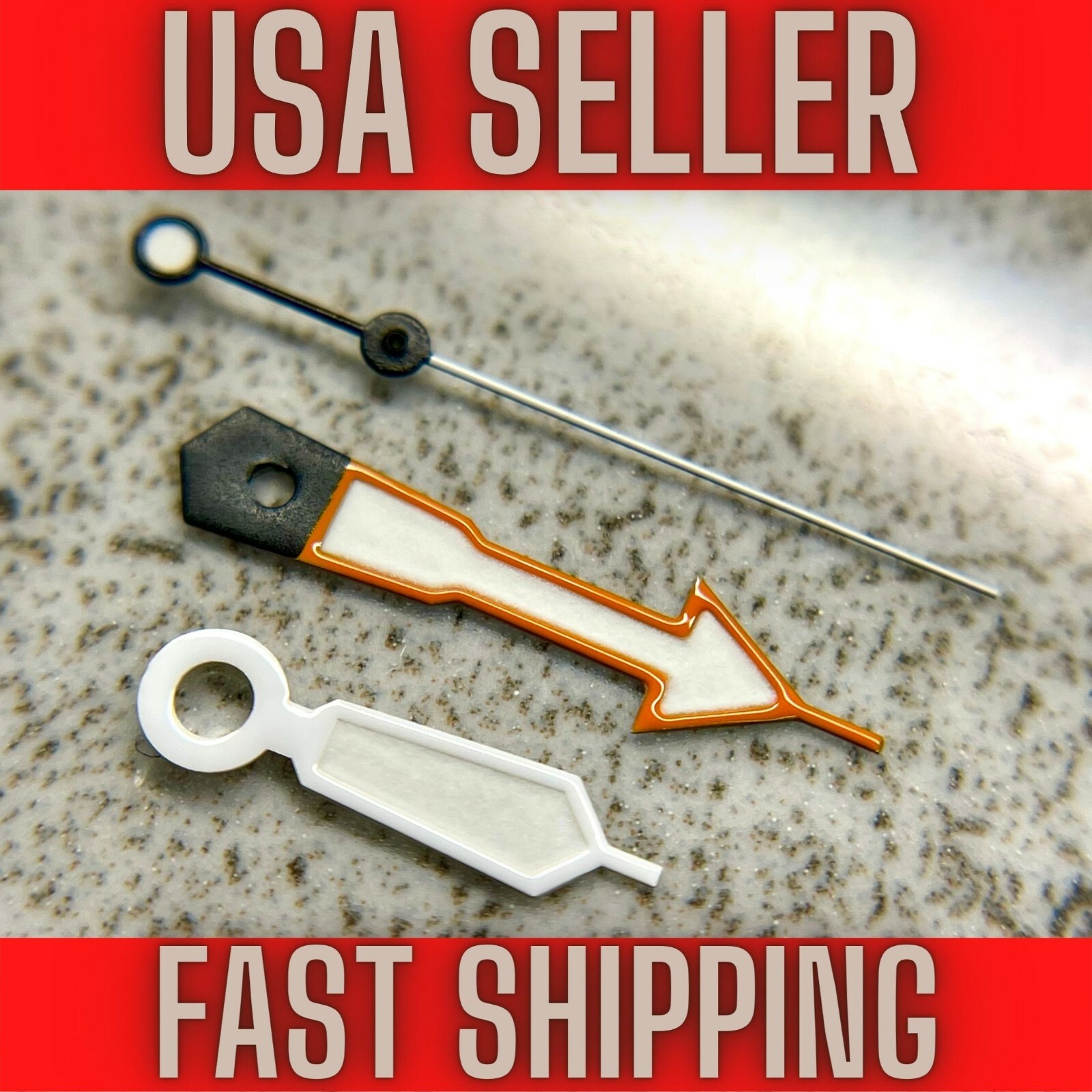 ORANGE/WHITE “SKX” Hands Fits Seiko NH35,NH36,7s26,7s36 SKX00. Green luminous