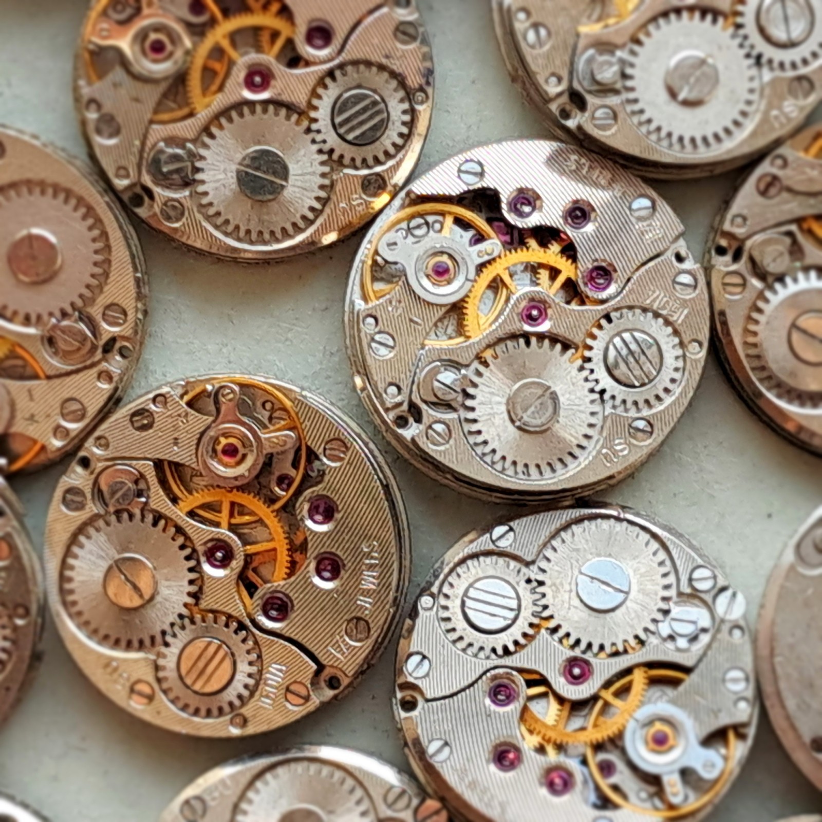 Lot of 10 CHAIKA Watch Movements 16mm USSR | Vintage Mechanical Parts Steampunk