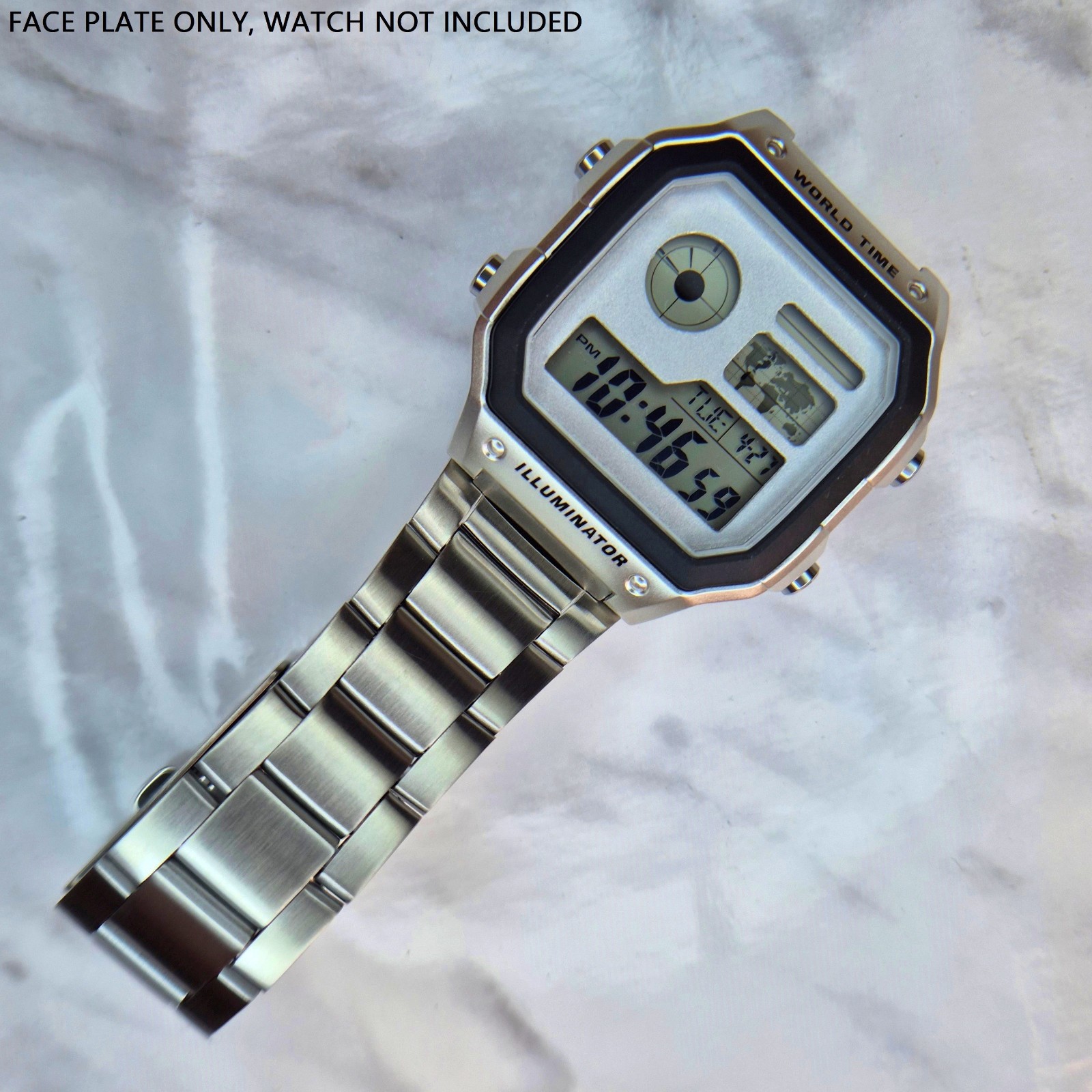 Laser-cut, Bead-blasted Aluminium Face Plate for Casio AE-1200 (Casio Royale)