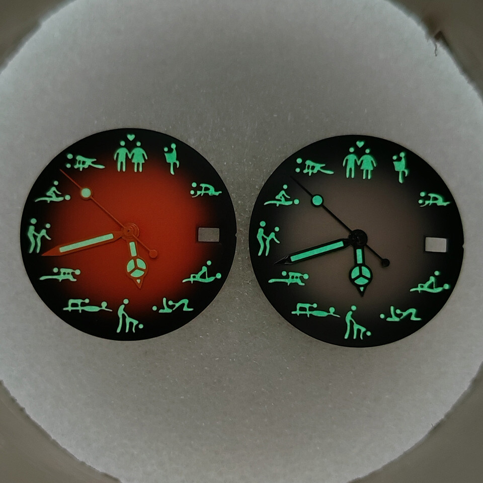NH35 Dial 28.5mm Gradient Two-color Dial+Hand Green Luminou for NH35/36 Movement