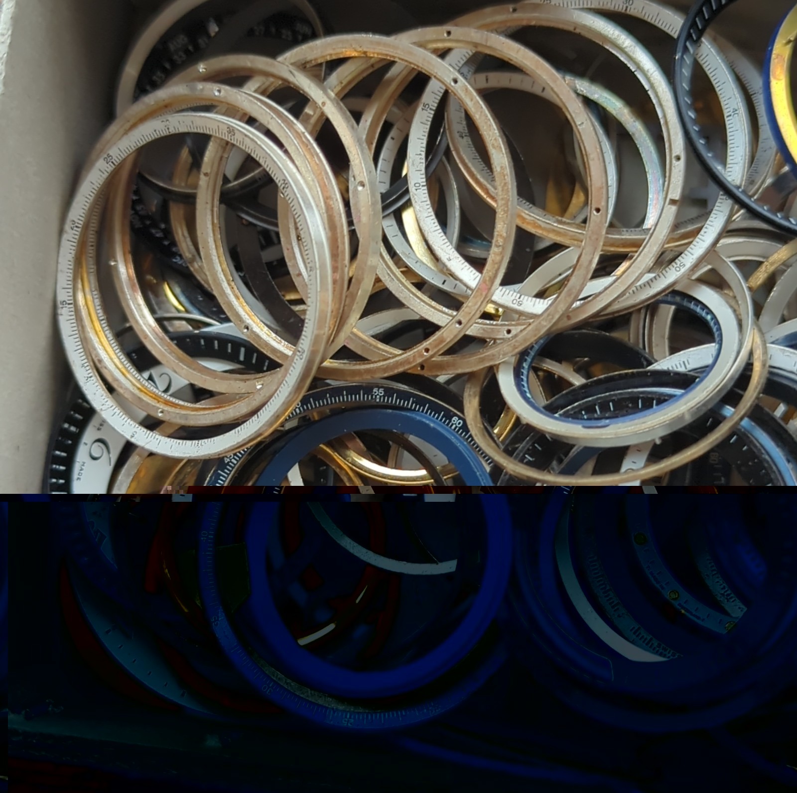 Large Lot of VTG Watch Tachy, Crystal, Case & Dial Inserts Watch Parts