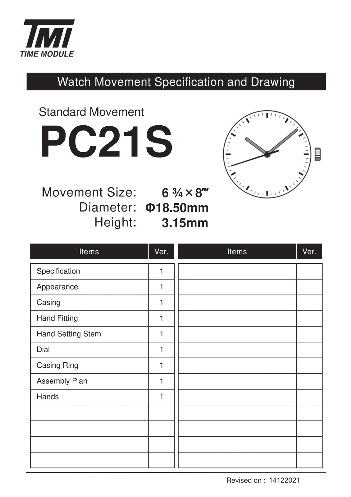 Seiko PC21S PC21J Quartz Watch Movement Reliable Replacement for 3-Hand Watches