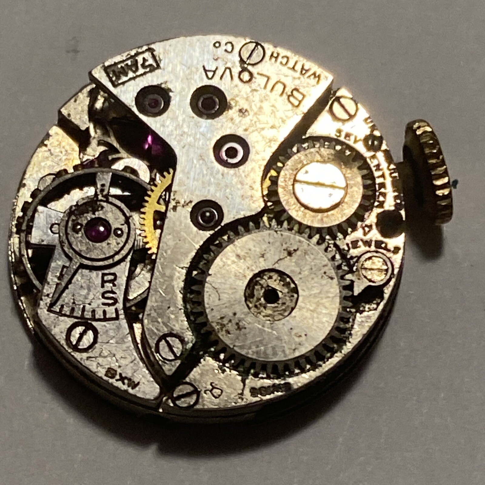 Bulova Watch Co. AS 1001 Movement 7 Jewel For Parts Or Repair