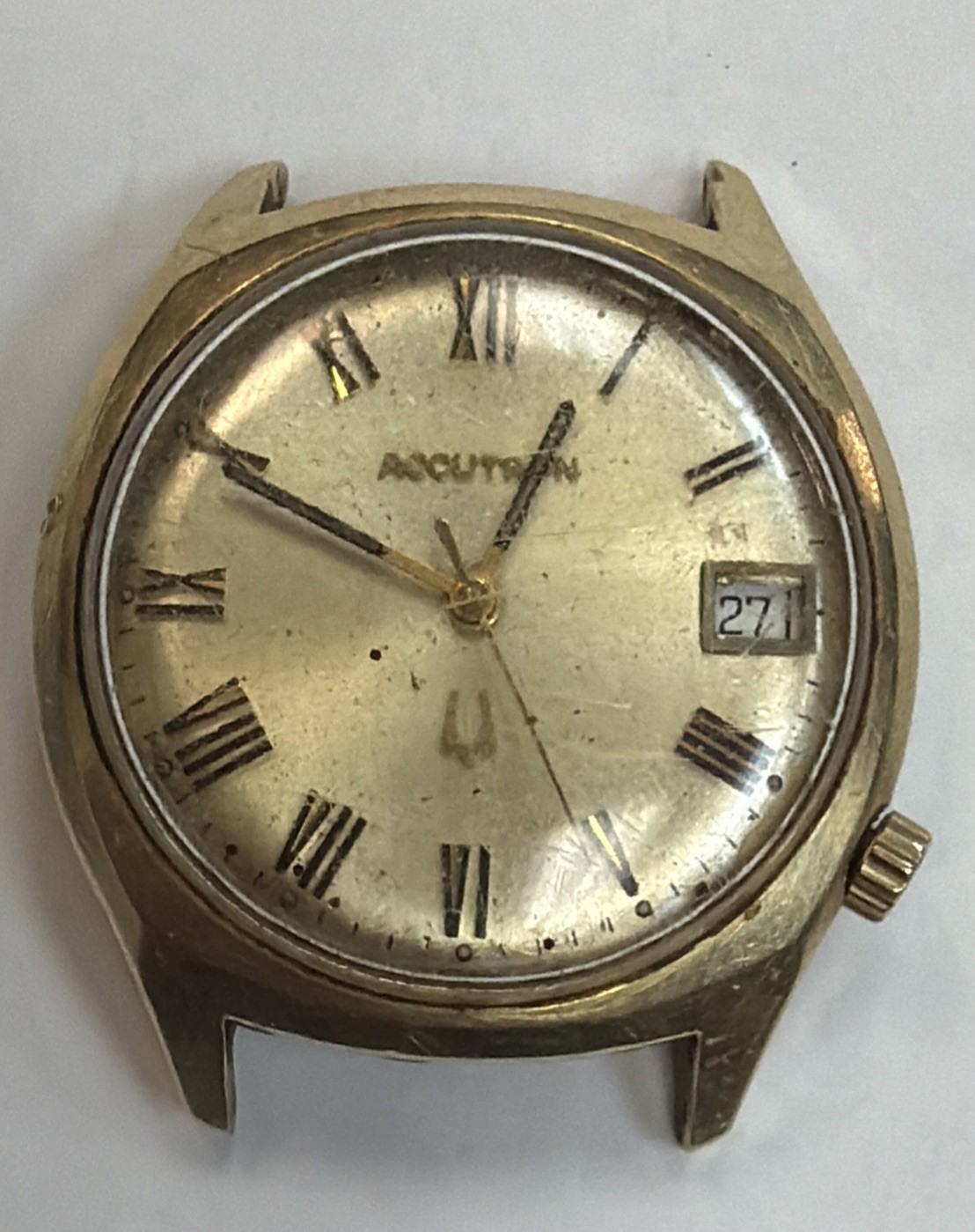Bulova Accutron 218D Men’s Wrist Watch Tuning Fork Date for Parts or Repair