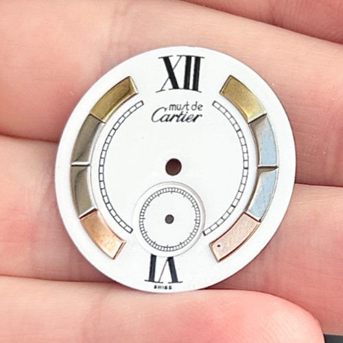 An Original Vintage Must de Cartier “Trinity” Style Wristwatch Dial.