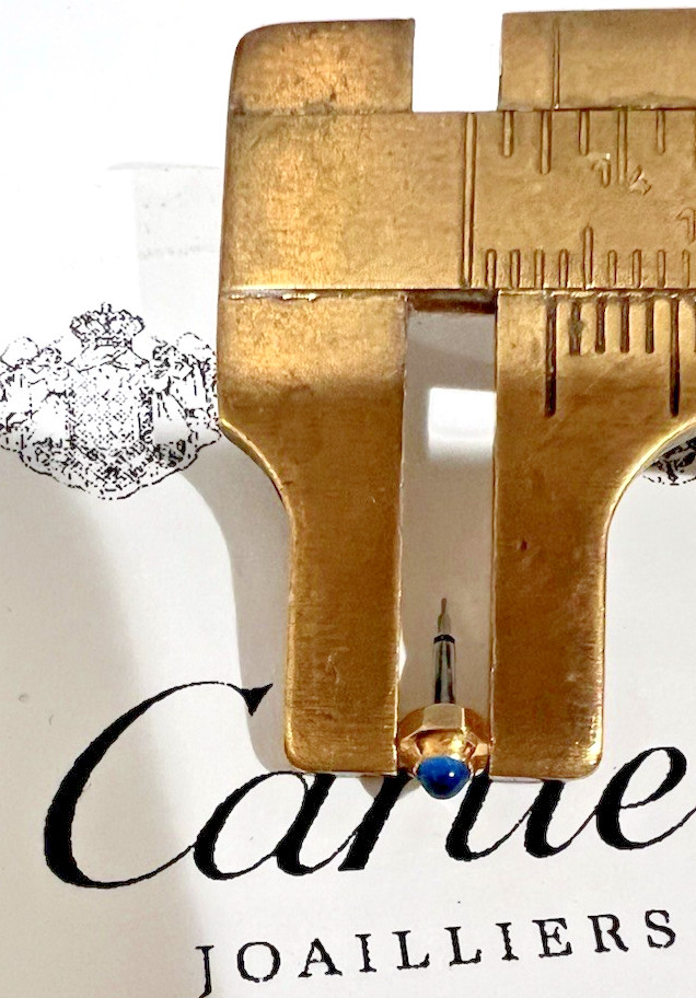 Cartier Watch Crown 18k Yellow Gold SAPPHIRE 3.35mm COMPLETE W/STEM Swiss Made