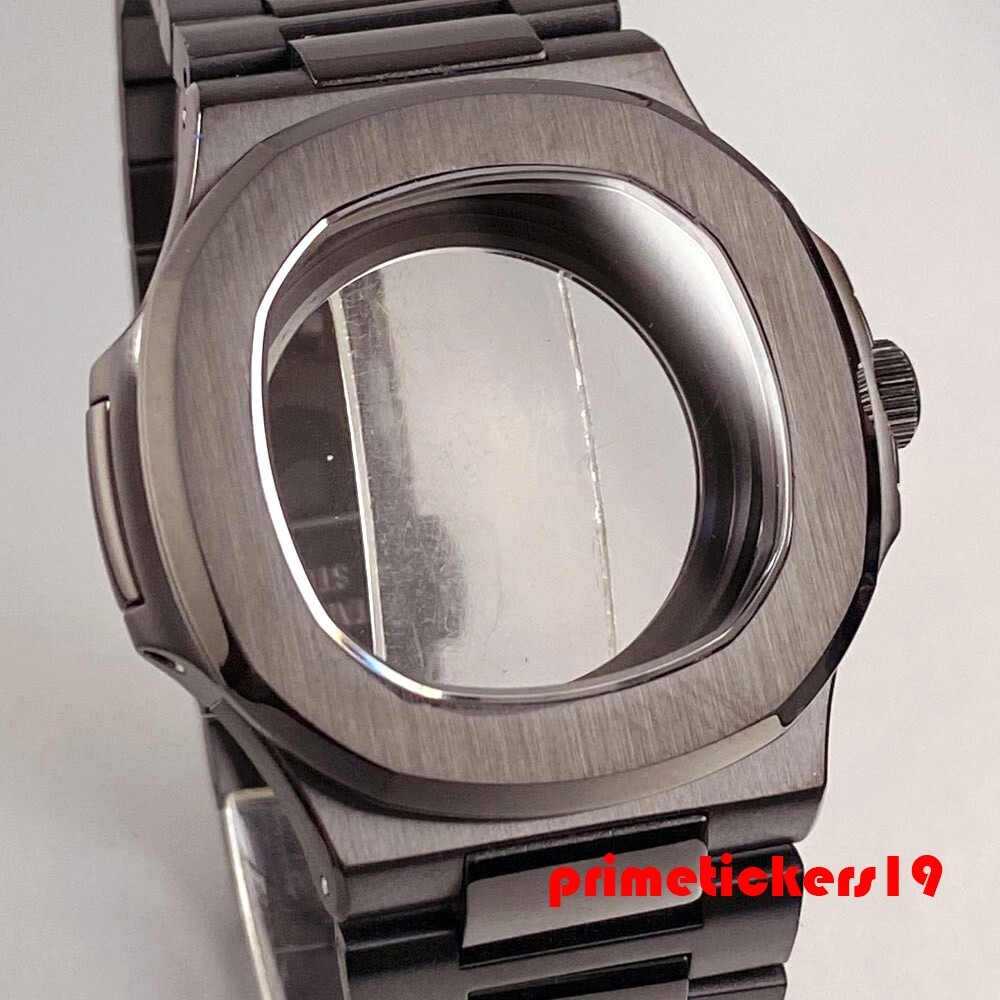 Fit NH35 Black PVD Square Watch Case+Band+Dial Set Sapphire Wristwatch Mod Parts