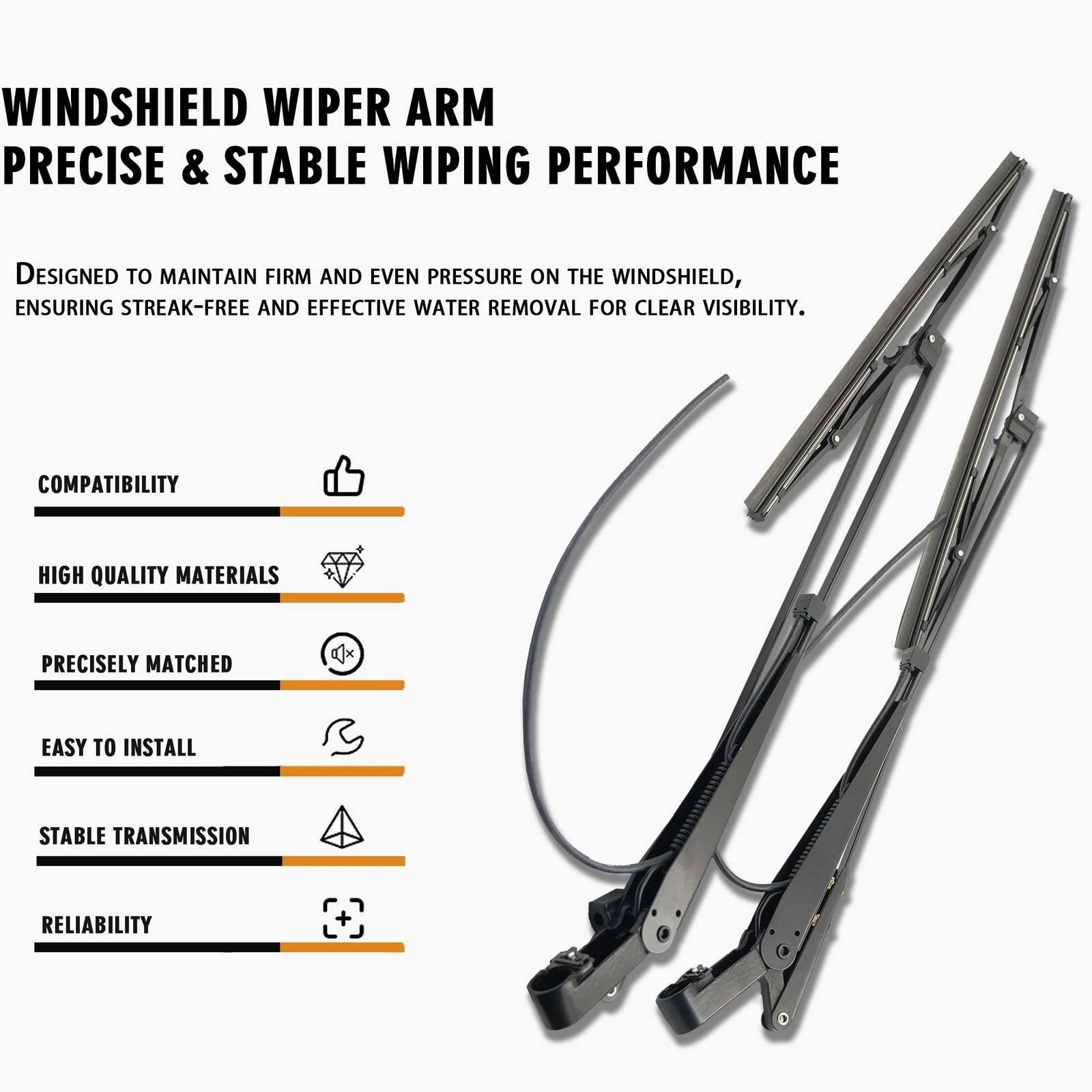 1 Pair Windshield Wiper Arm Fit Spray Nozzle and Blade Compatible with Kenwor…