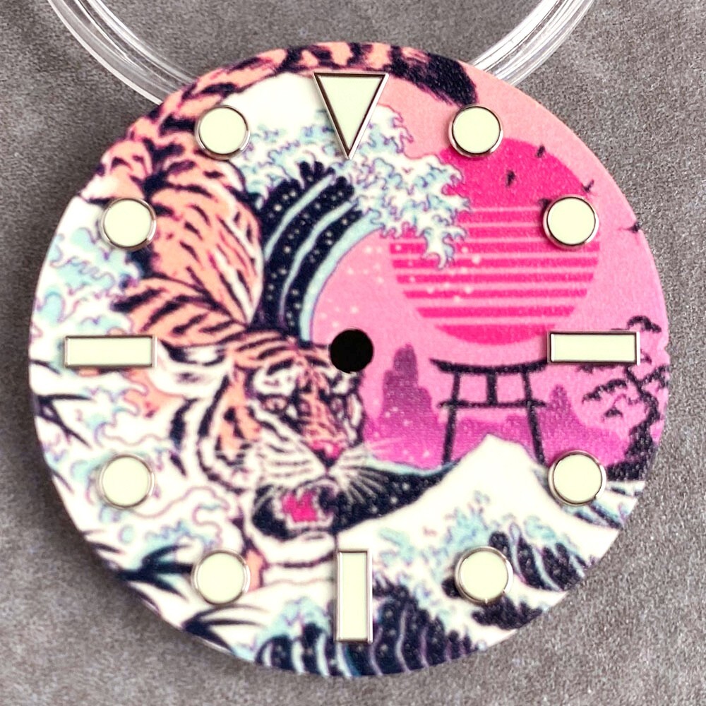 28.5mm Full Lume Creative Surfing Dial for Kanagawa Watch Dial NH35 NH38 PT5000