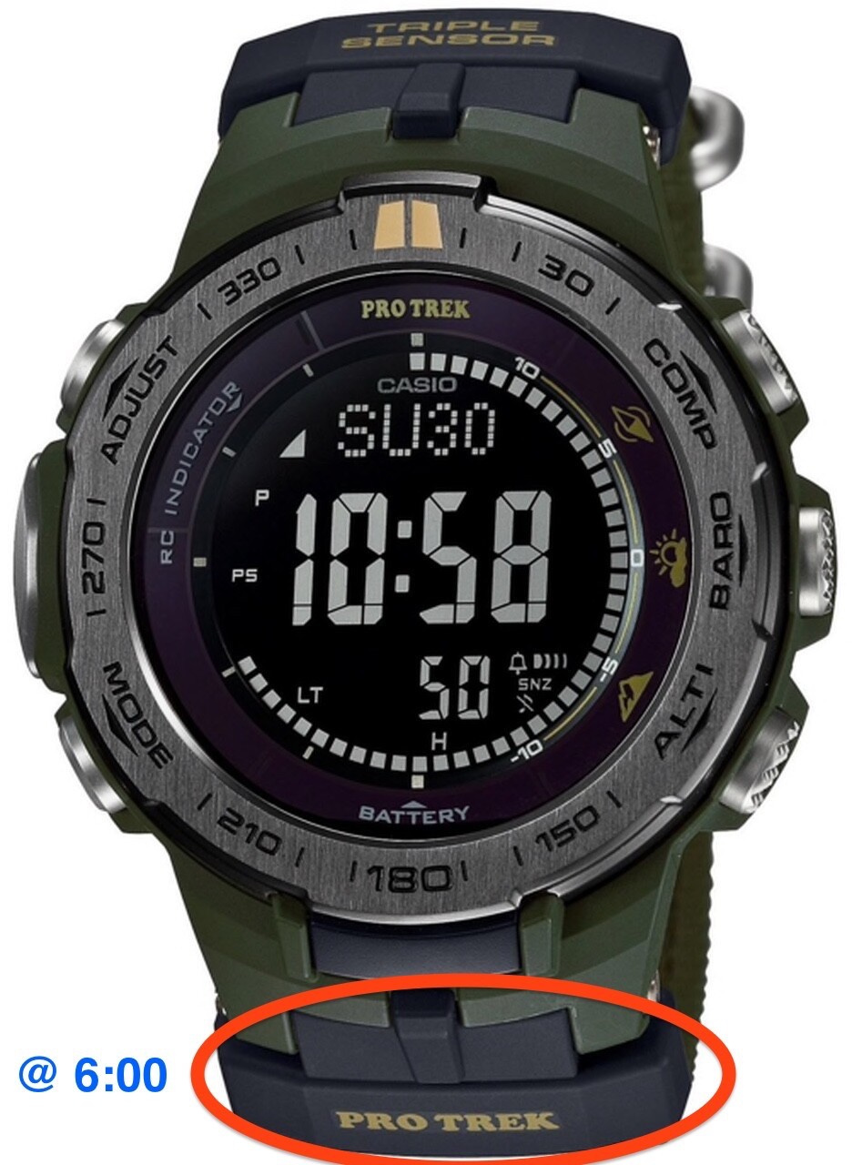 Genuine Casio PRW-3100G PRW-6000SG black resin band bottom cover, end piece @ 6