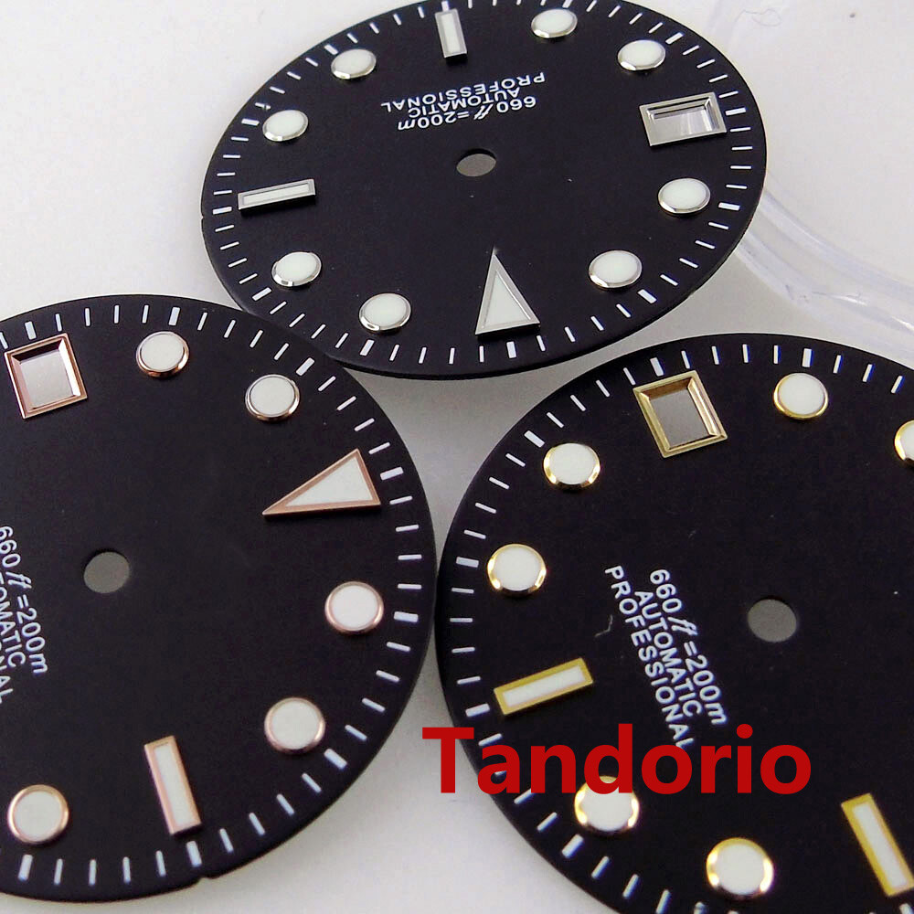 29mm BLIGER black Luminous Watch Dial Face For NH35 NH36 MIYOTA 8215 821A
