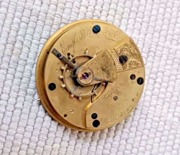 ENGLISH WATCH CO OF BIRMINGHAM POCKET WATCH GOOD BALANCE MOVEMENT X PART/REPAIR