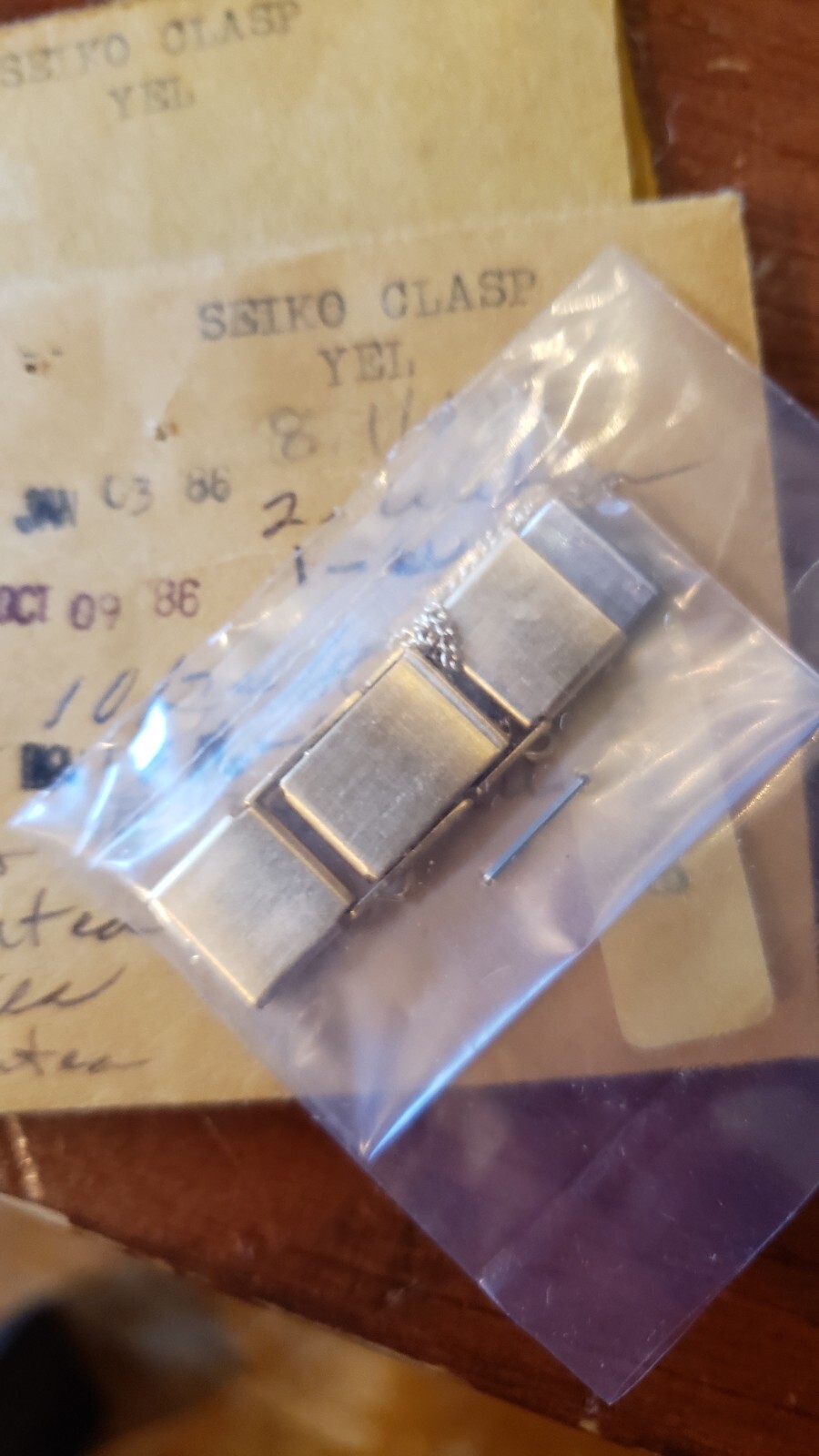 NEW Vintage 1970’s 80’s Seiko Ladies Silver Watch Link clasp w/ chain # B799WCL