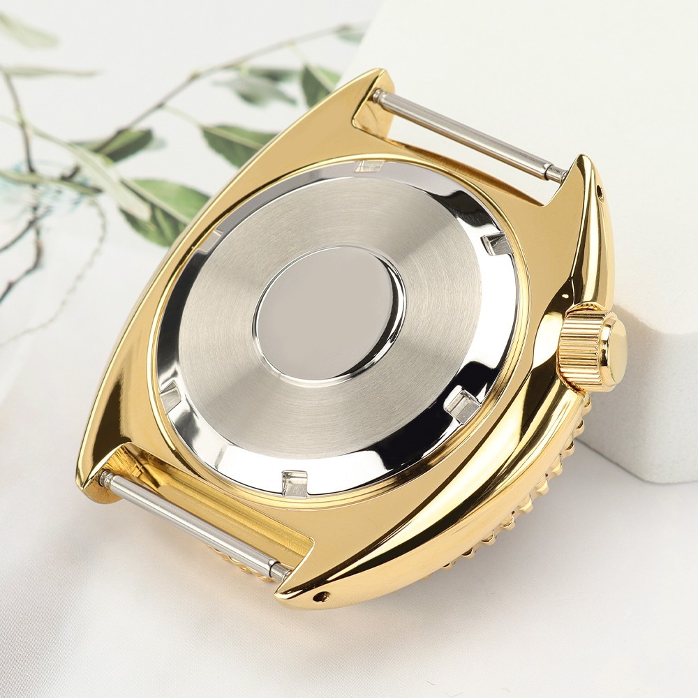 100m Waterproof Gold Diver Watch Case 45mm turtle Style For Seiko NH35 Movement