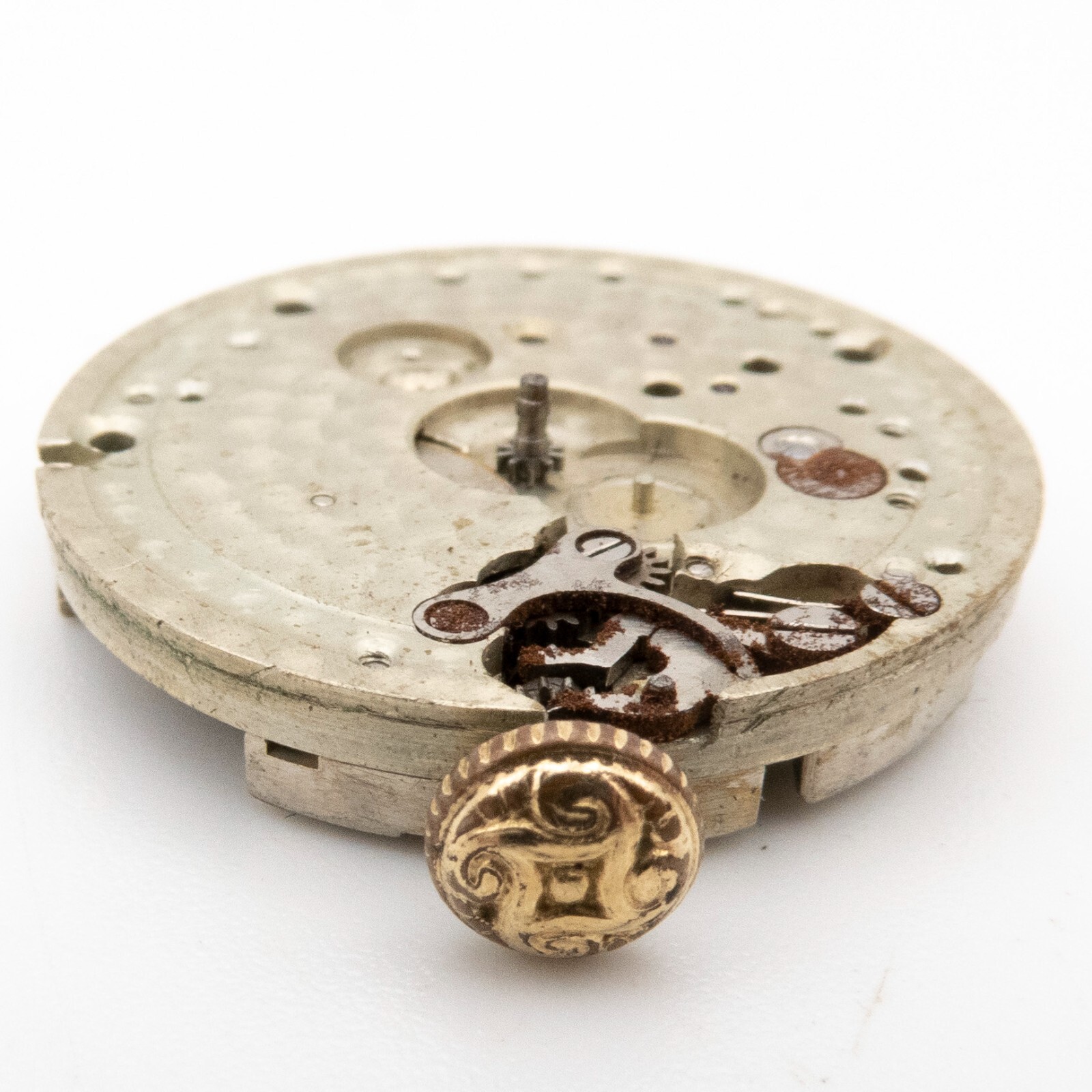 Partial Vintage E. Huguenin High Grade Swiss Wristwatch Movement w/Fancy Crown