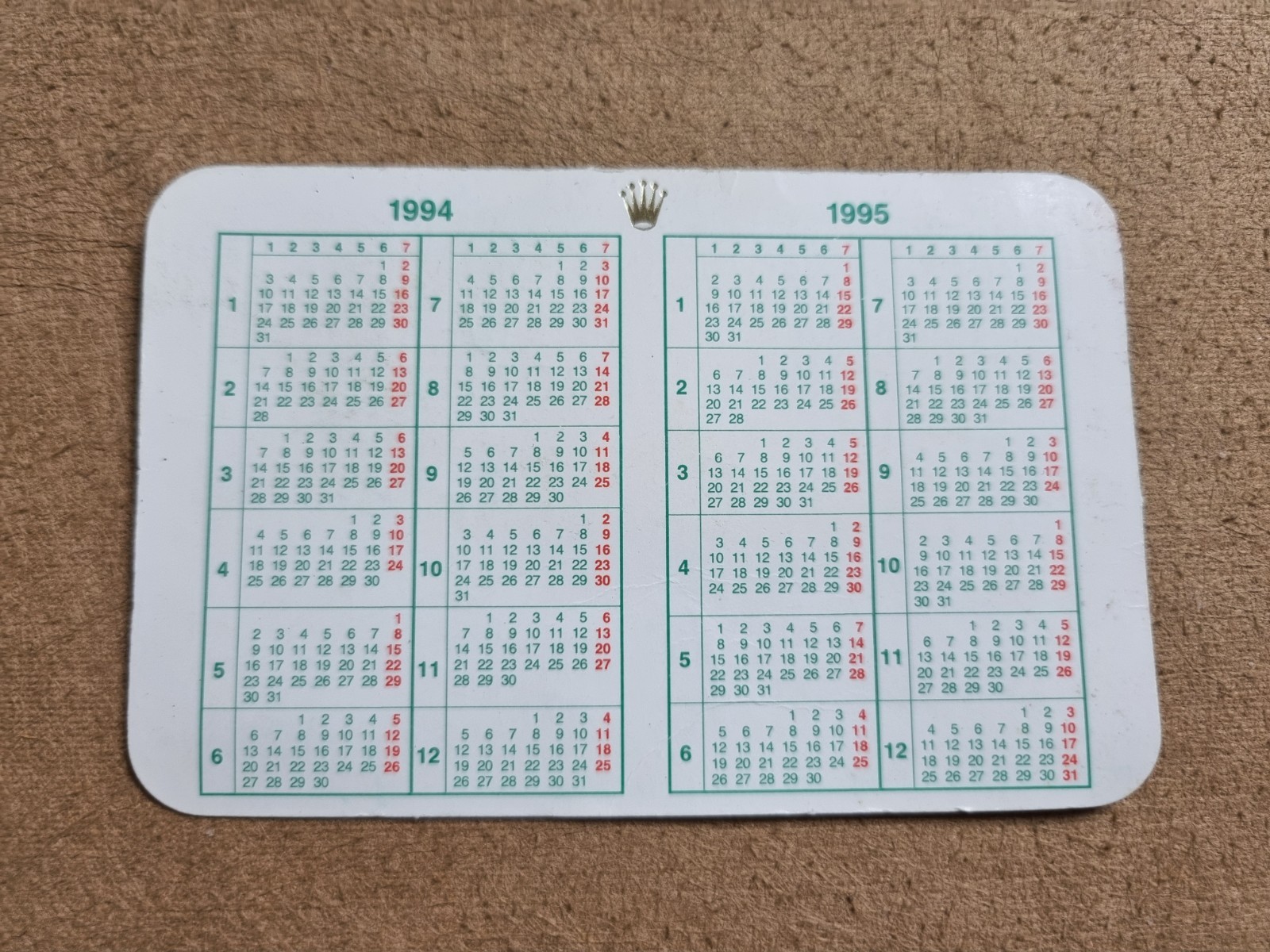 Rolex Calendar 1994 – 1995 For Sports Or Any Models Good Condition