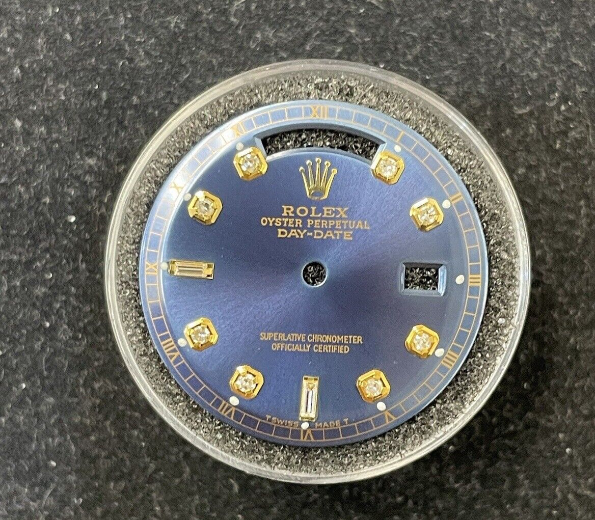 Custom Navy Blue Baguette Diamond Dial for President NonQuick Vintage 1803