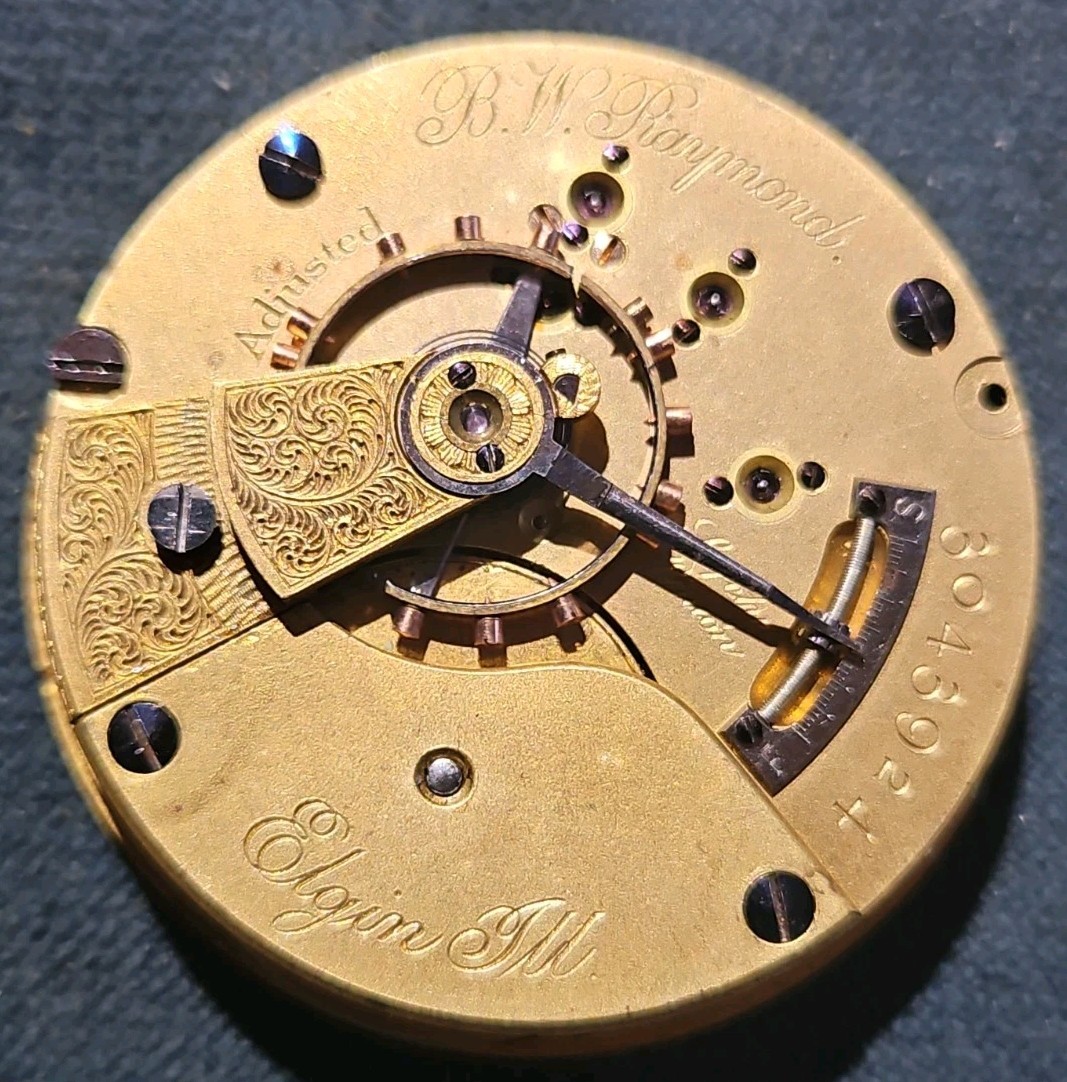 Elgin B W Raymond 18s 15j Hunter Lever Set Double Sunk Pocket Watch Movement