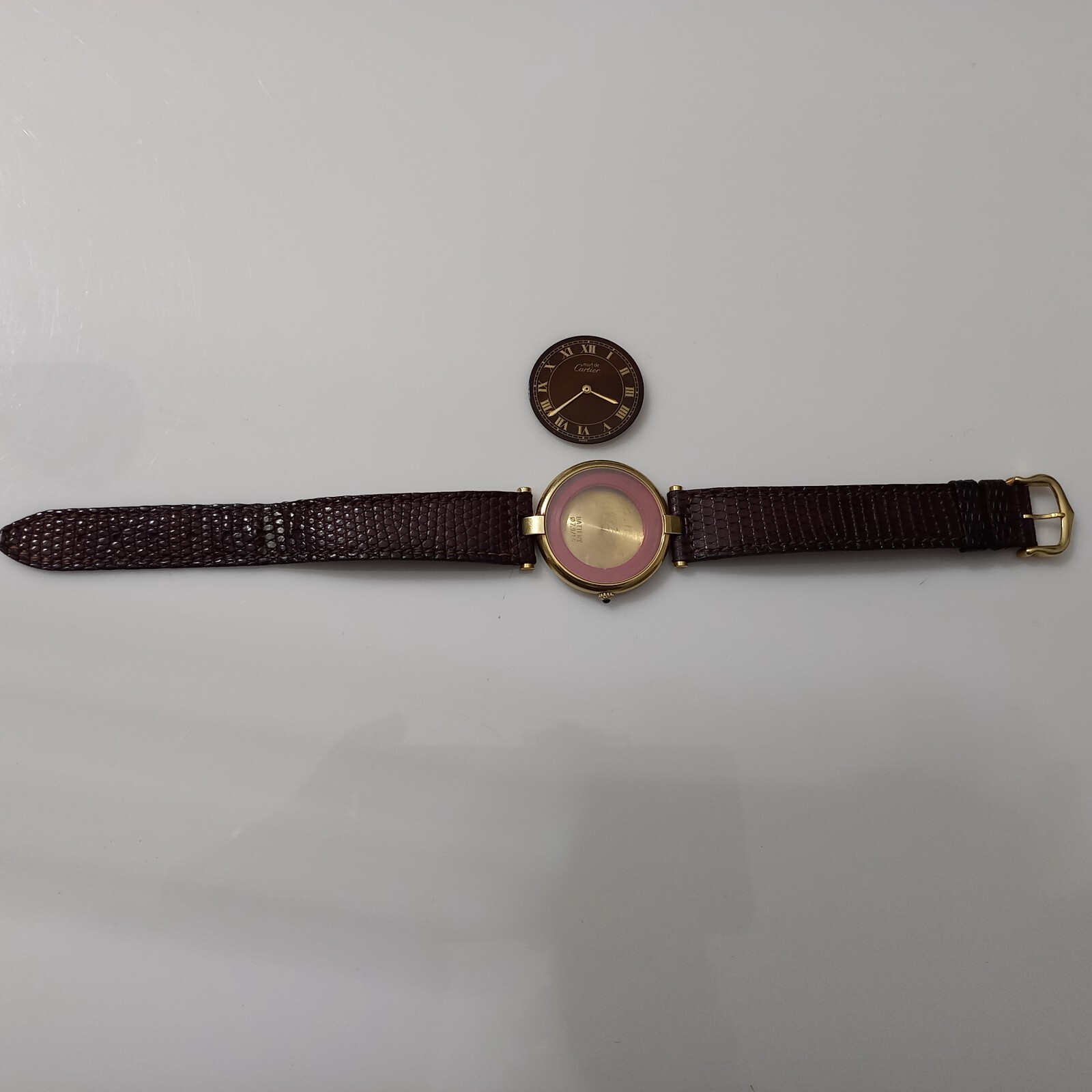 CARTIER MUST VENDOME VERMEIL RONDE QUARTZ 30MM WITH WOOD DIAL (Without Movement)