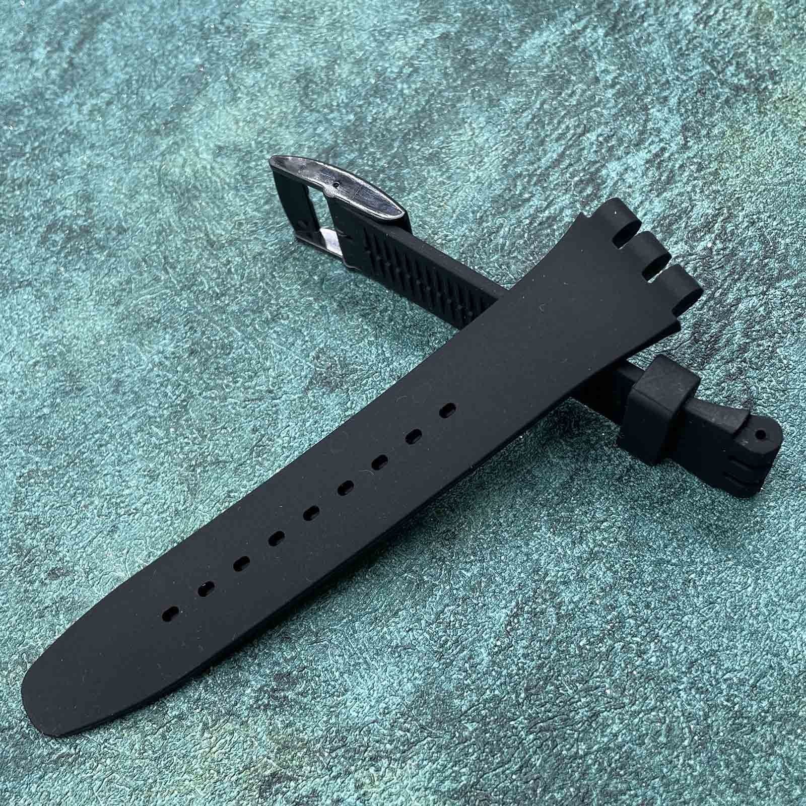 Silicone Rubber Watch Strap/Watch Band Replacement for Swatch 17mm Black