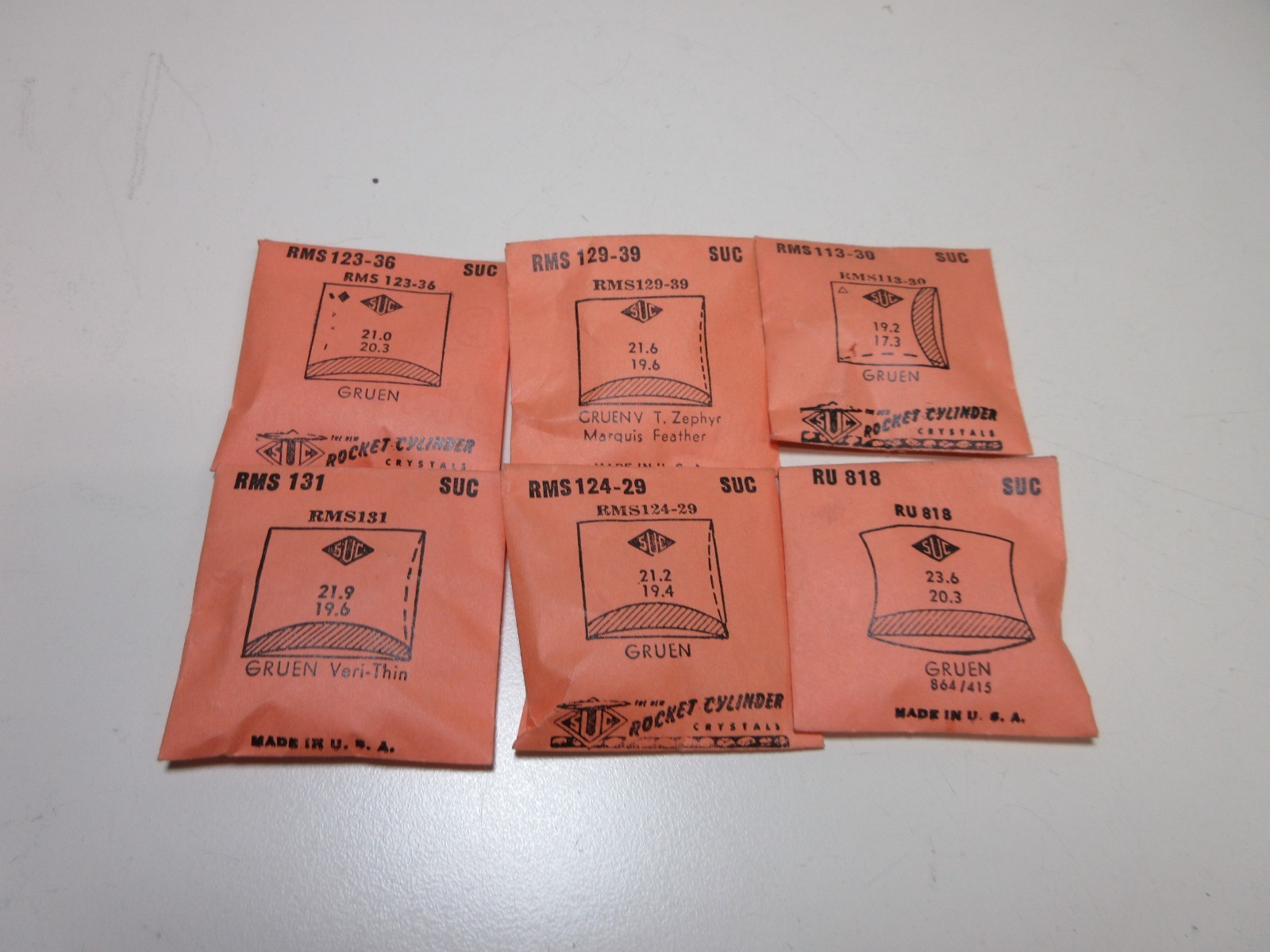 LOT OF SUC FOR GRUEN MENS WATCH CRYSTALS WATCHMAKER REPLACEMENT PARTS #26