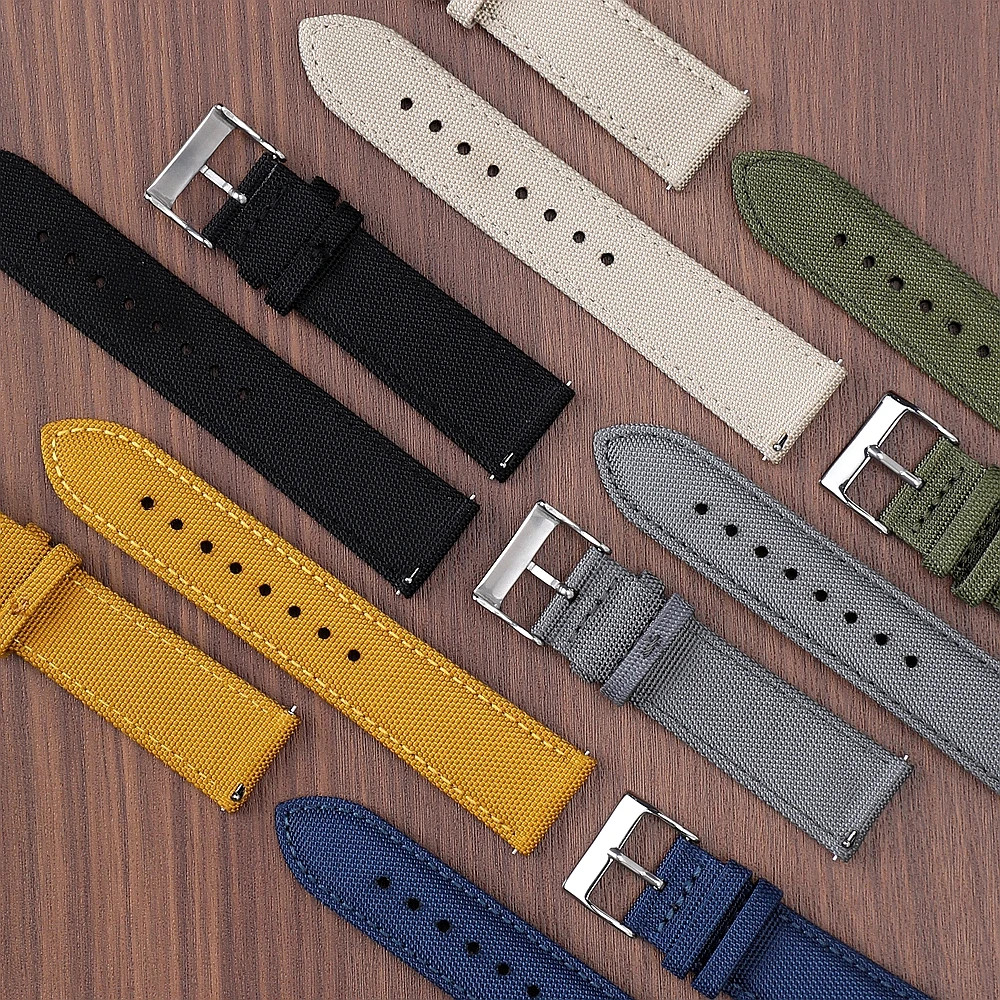 18mm 19mm 20mm 21mm 22mm 24mm Waterproof Sailcloth Watch Strap Two-Sided Nylon W