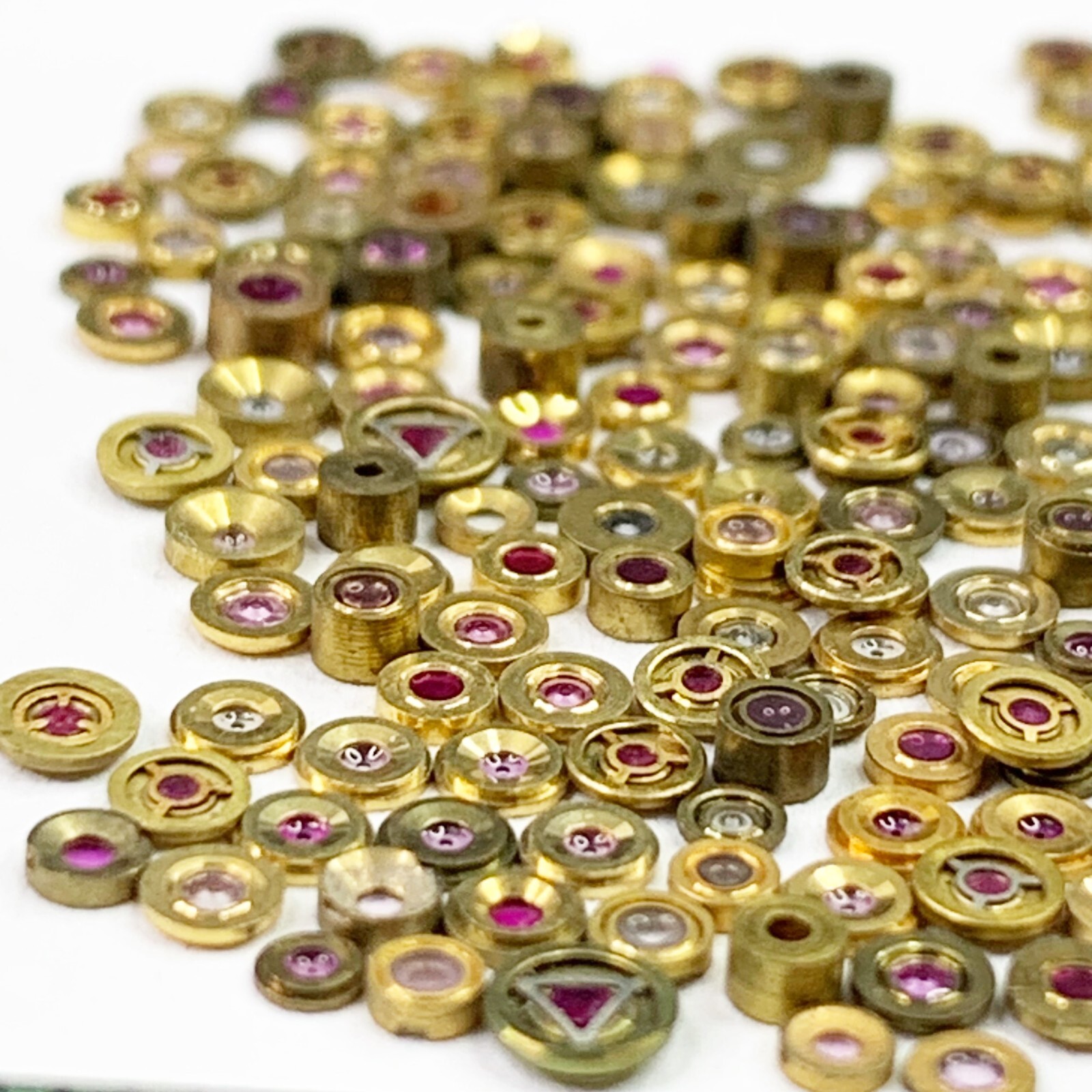 25 Watch Jewel Gold Shockproof bloc Setting Part Watchmaker Lot Repair Synthetic