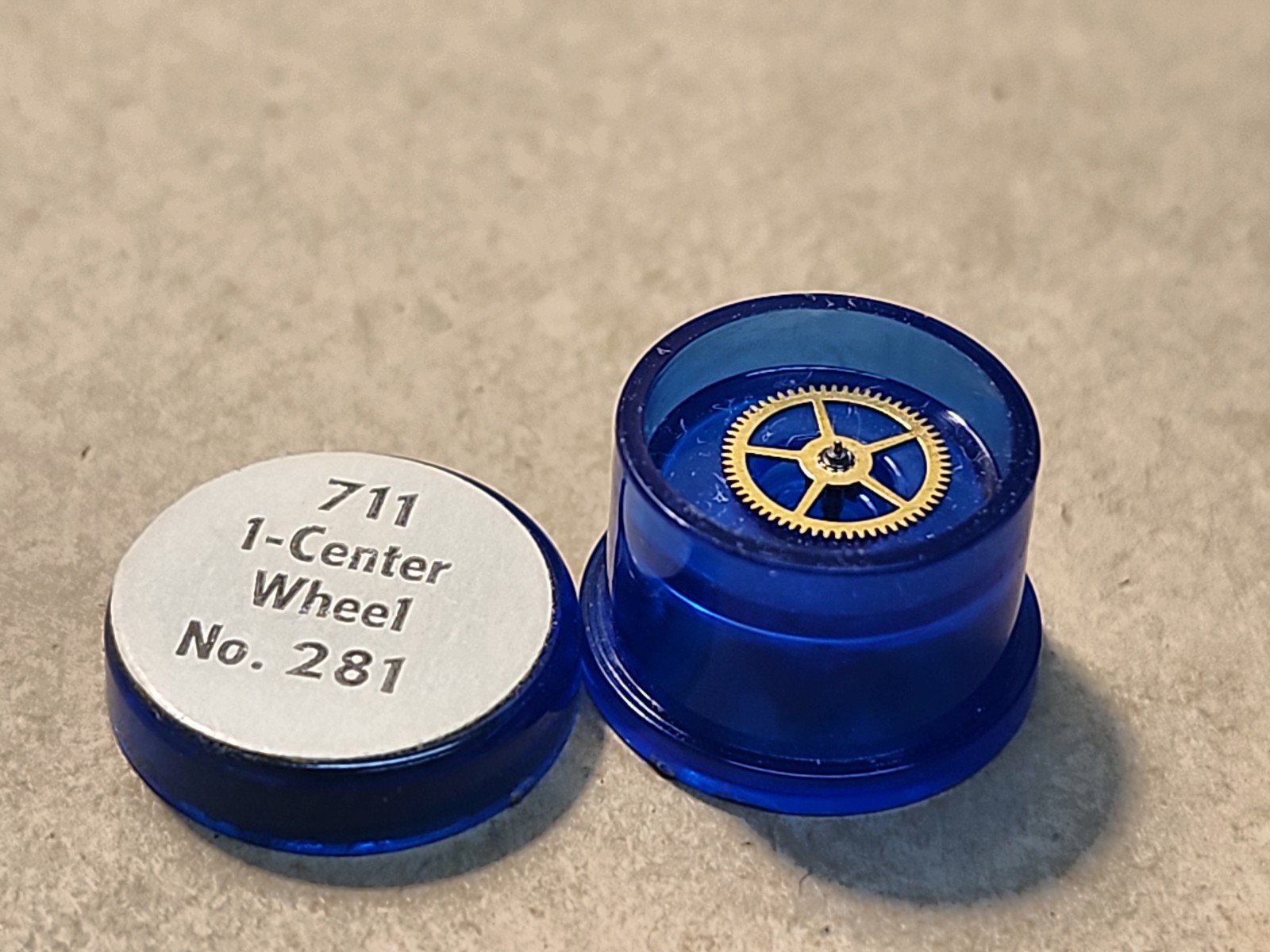 Lot Of NOS Elgin 13/0 711 Parts-Balance Staff, Unset Balance Jewel, Ctr Wheel