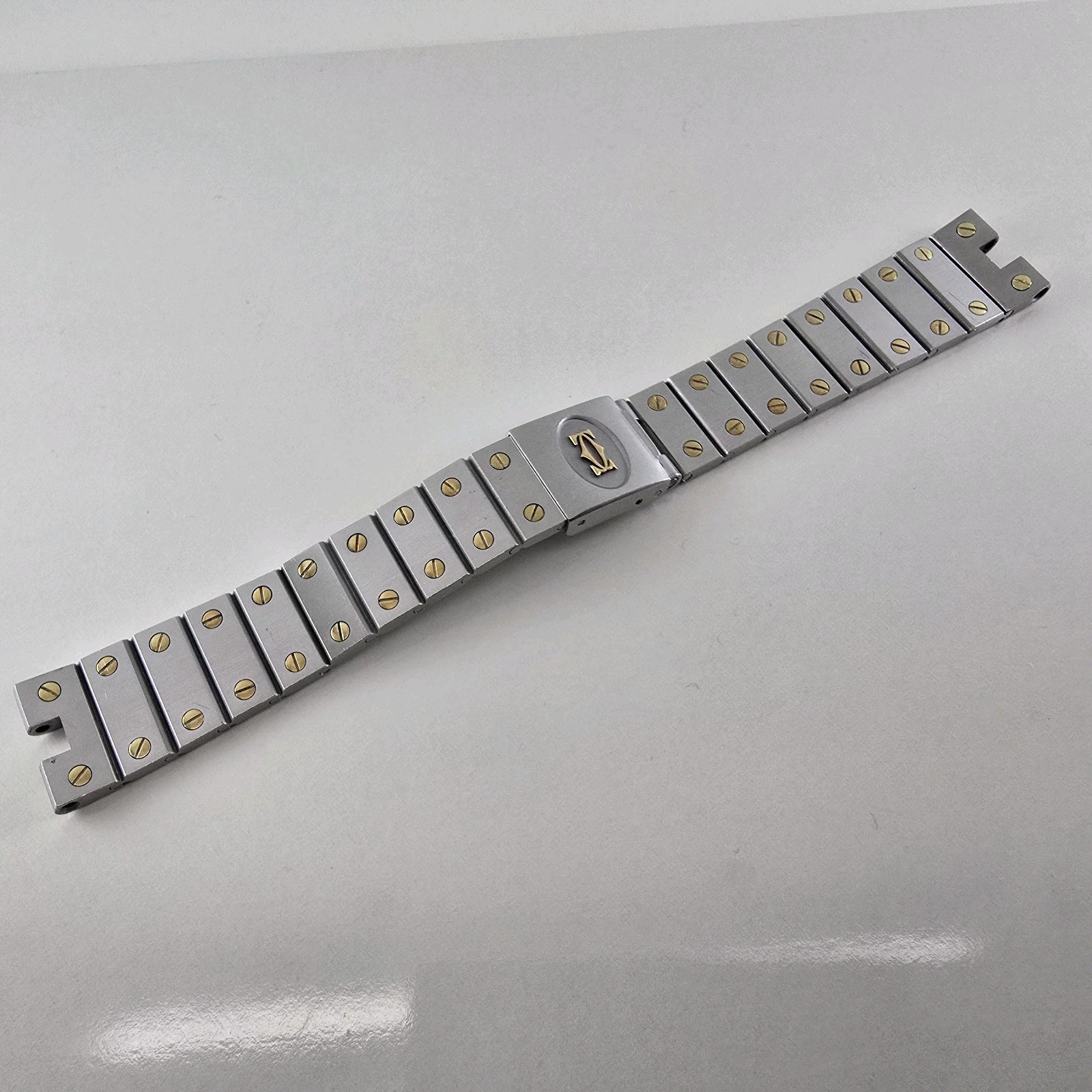 CARTIER SANTOS RONDE 8191 WATCH STEEL GOLD BRACELET 16 M (GOOD & 100% ORIGINAL)