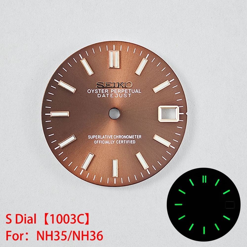 28.5mm Sun pattern Watch Dial Green Luminous For NH35 NH36 Movement Accessories