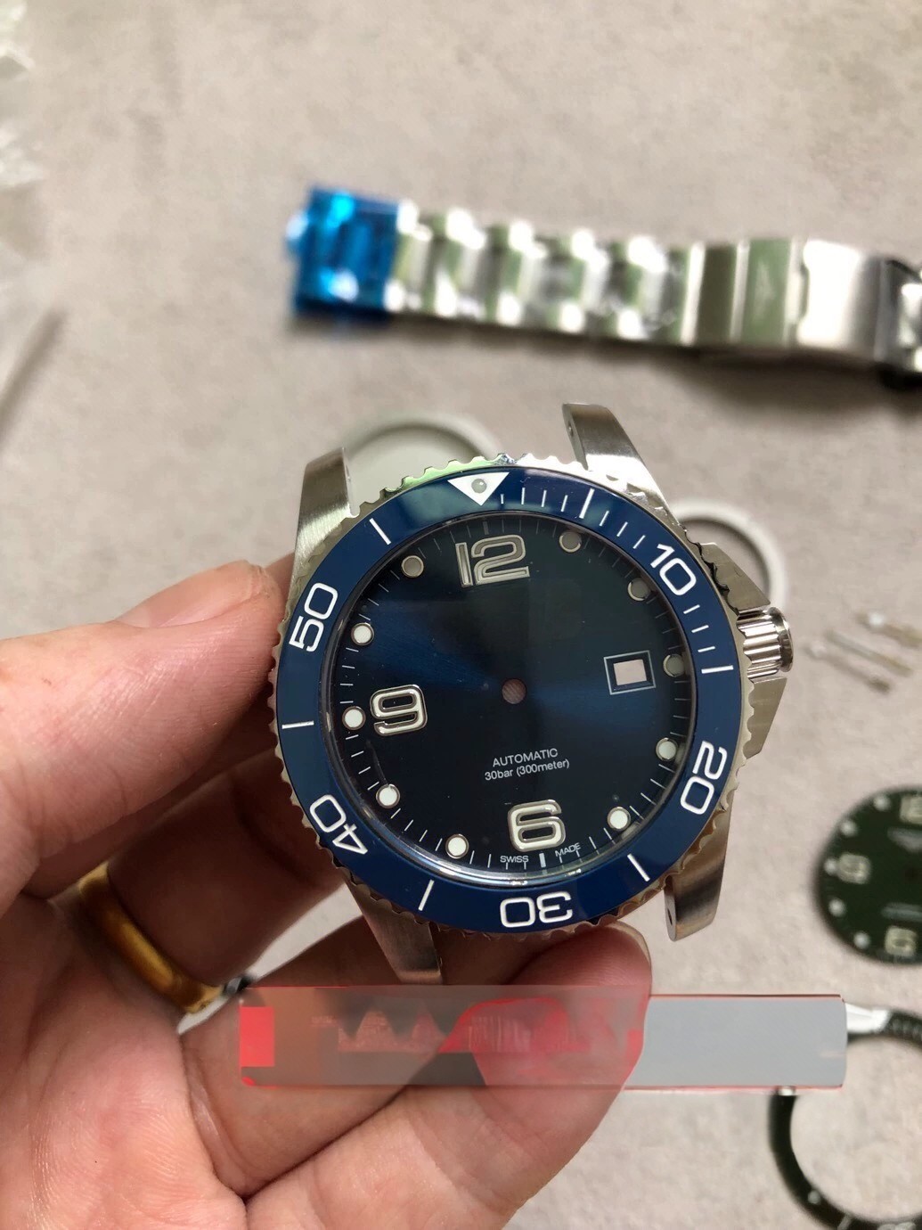 DIY SET for 2824 watch case + dial + hands + Strap sapphire 41mm