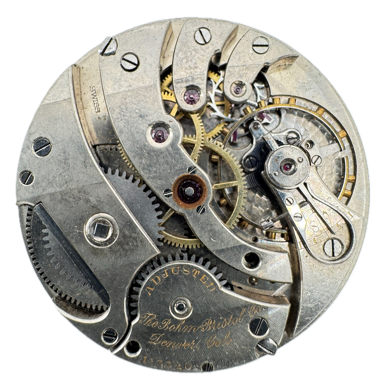 Antique 40mm The Bohm-Bristol Co. Agassiz Pocket Watch Movement Private Label