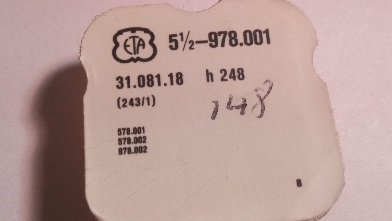 LOT of ETA Parts 978.001 248 223