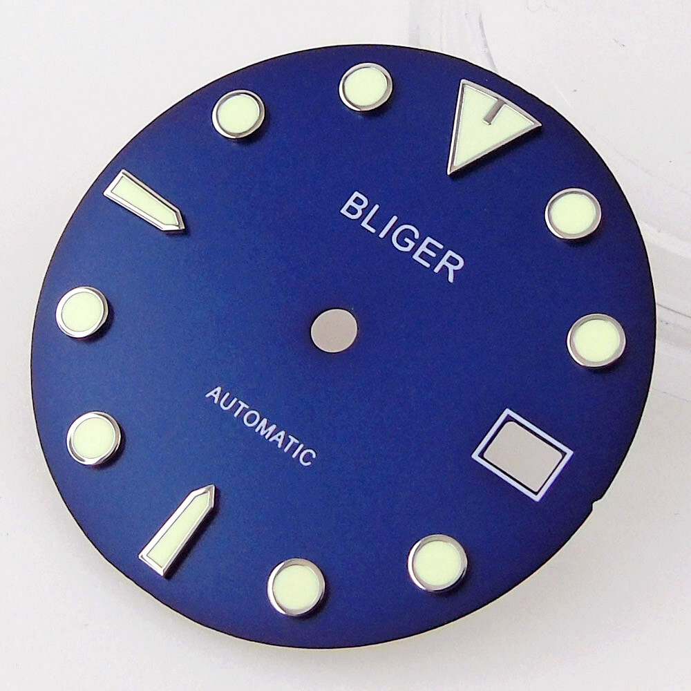 For NH35/NH35A 29mm Sterile Watch Dial Date Window Black/Blue/Green 3/4 o’clock