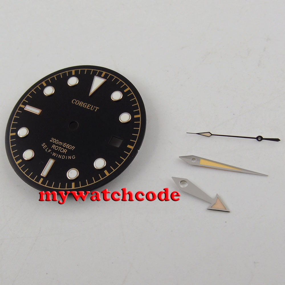 41mm Black Bezel Sapphire Glass Watch Case dial hand fit Miyota 8215 8205