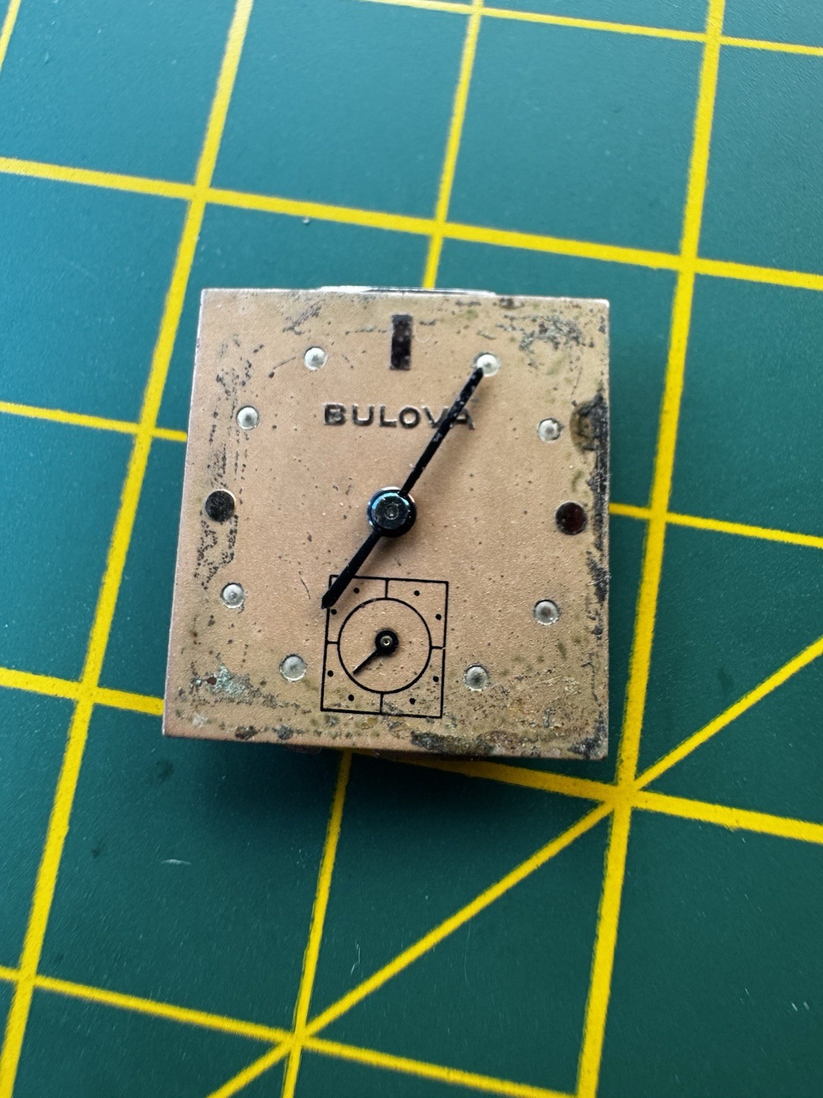 Bulova 8AH 17 Jewels Movement and Dial. Non Running. For Parts or Repair.