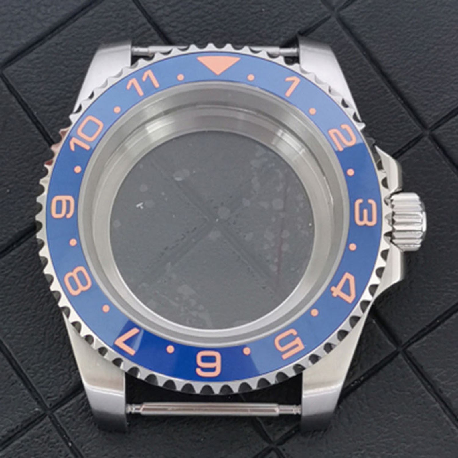 Stainless Steel Watch Case Flat Sapphire Glass Case Shell For NH34 GMT Movement