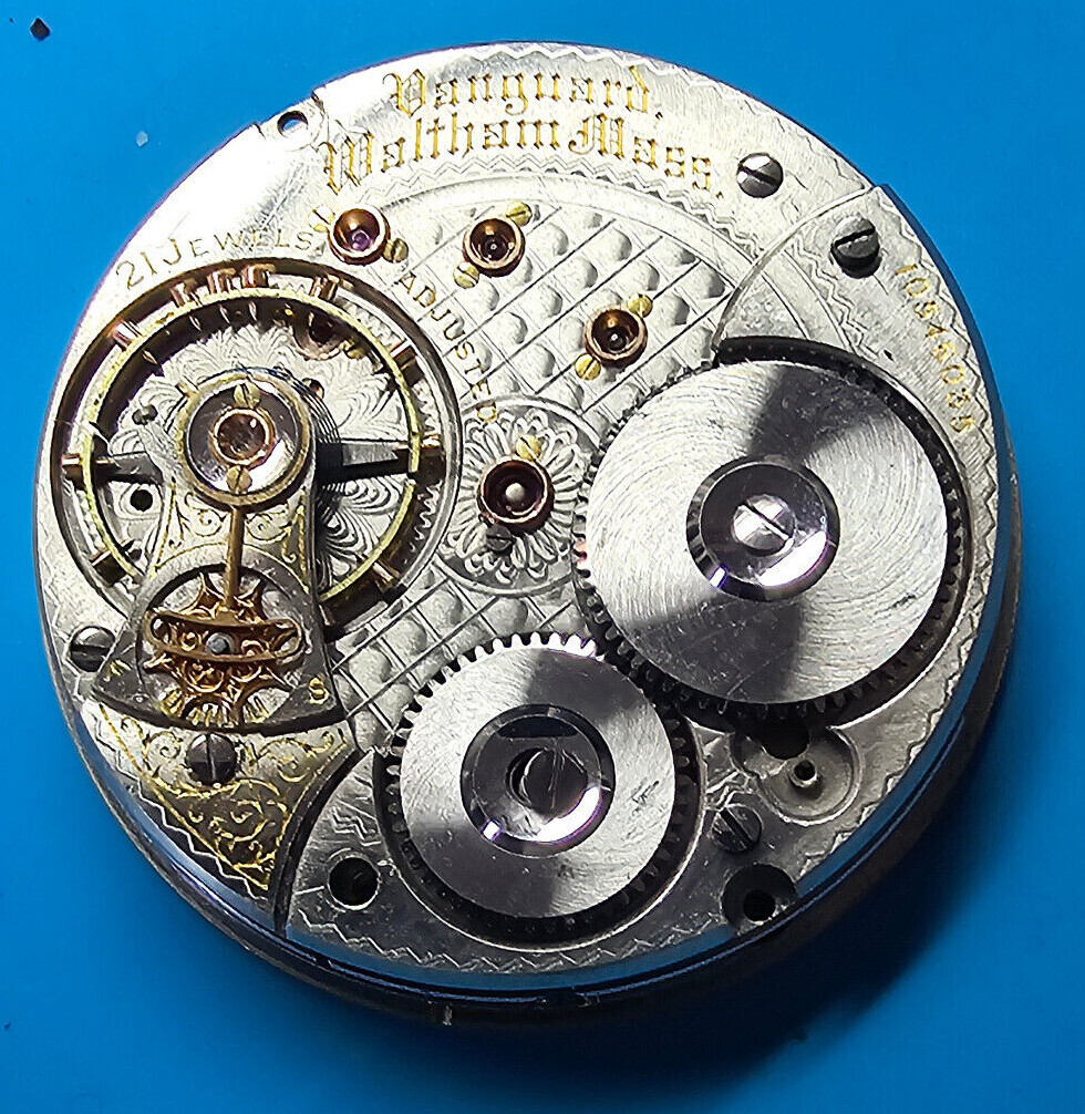 VINTAGE 18 SIZE WALTHAM MODEL 1892 21 JEWEL VANGUARD POCKET WATCH PARTS